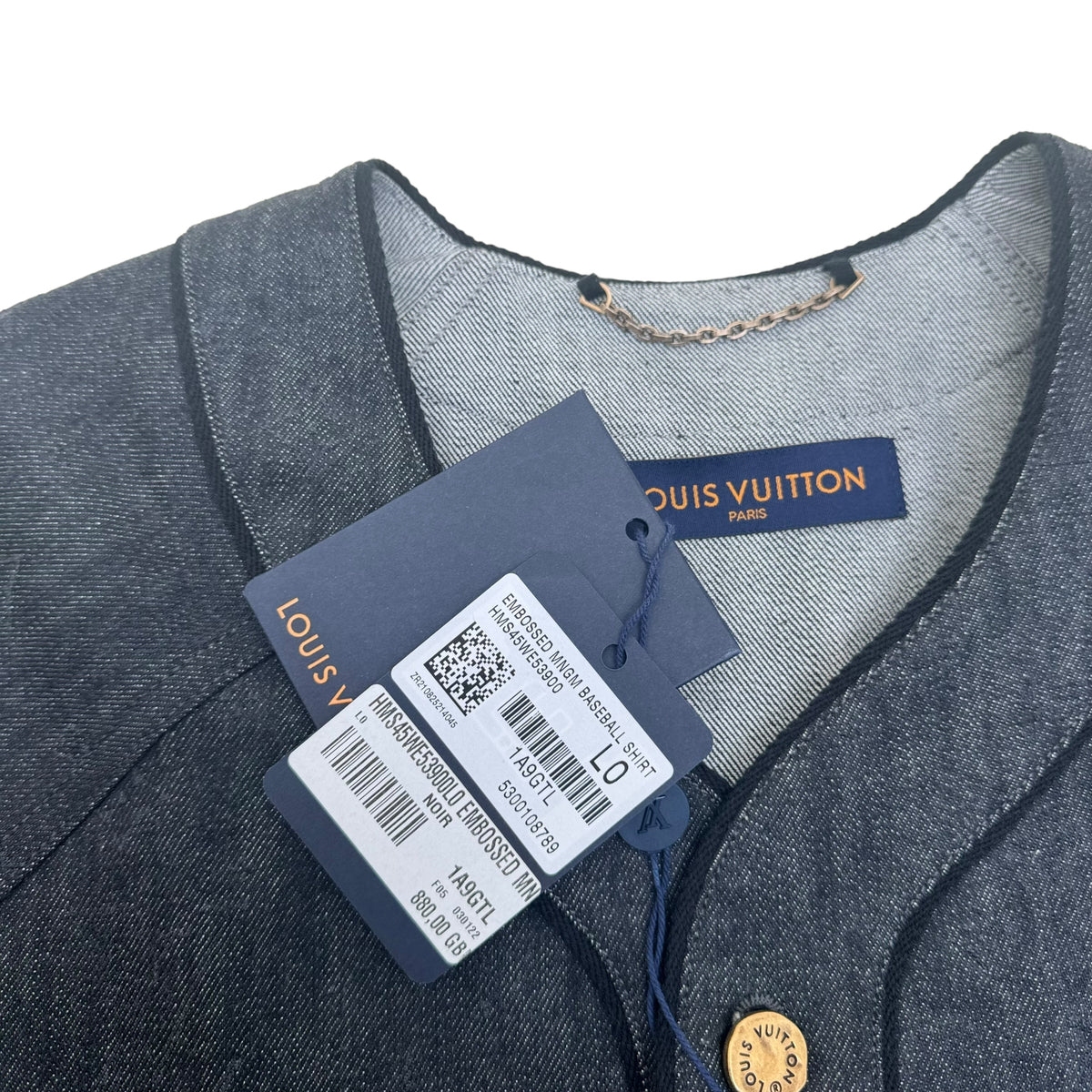 LOUIS VUITTON EMBOSSED MONOGRAM BASEBALL SHIRT SS22 GREY L