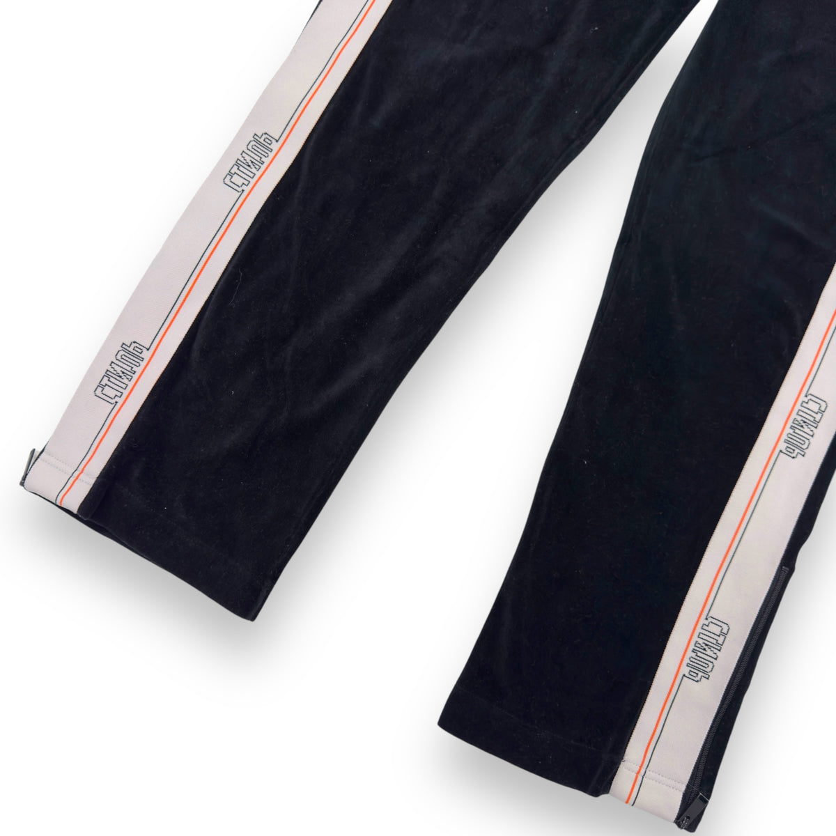 HERON PRESTON VELVET SIDE STRIPE TRACK PANTS BLACK XL