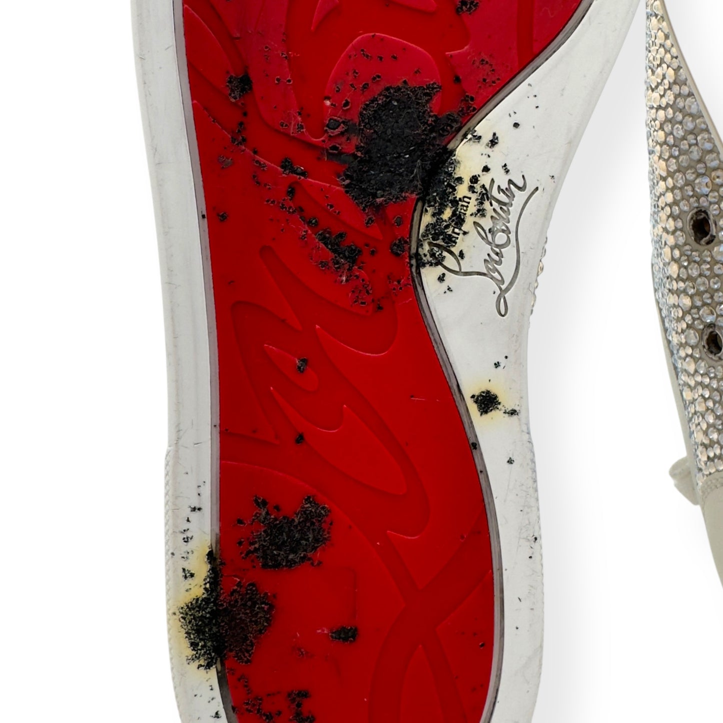 CHRISTIAN LOUBOUTIN LOUIS JUNIOR STRASS EMBELLISHED LOW TOP SNEAKER WHITE 43 / UK9