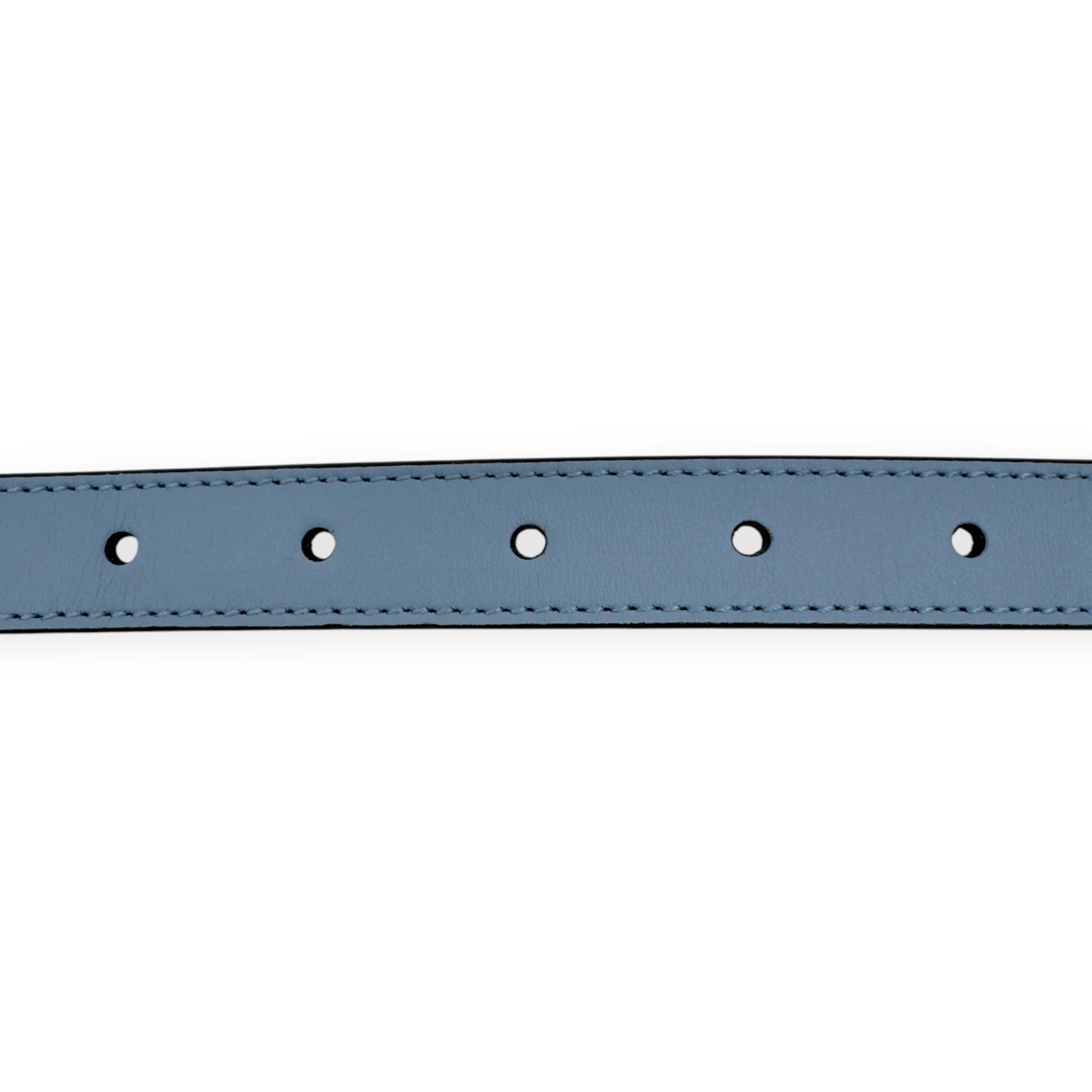 GUCCI GG MARMONT BUCKLE SLIM BELT BLUE / SILVER 70CM