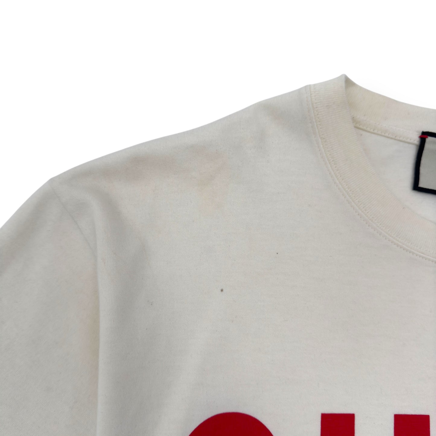 GUCCI LAMB PRINT COTTON T-SHIRT CREAM / RED L