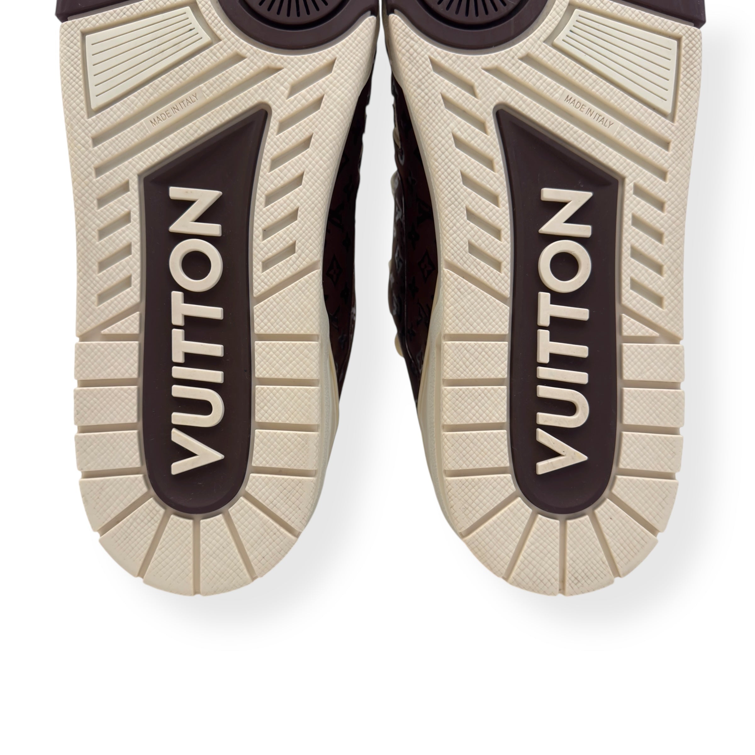 LOUIS VUITTON X TYLER THE CREATOR LV TRAINER MOCHA BROWN / BEIGE UK10