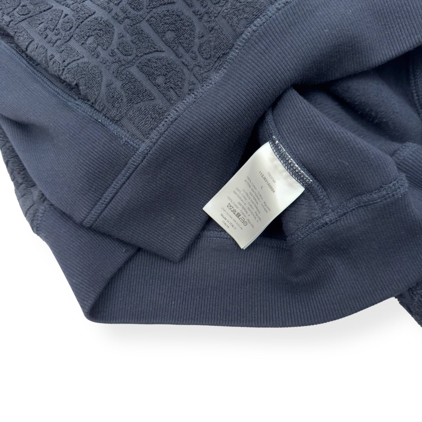 DIOR OBLIQUE RELAXED-FIT HOODIE NAVY L