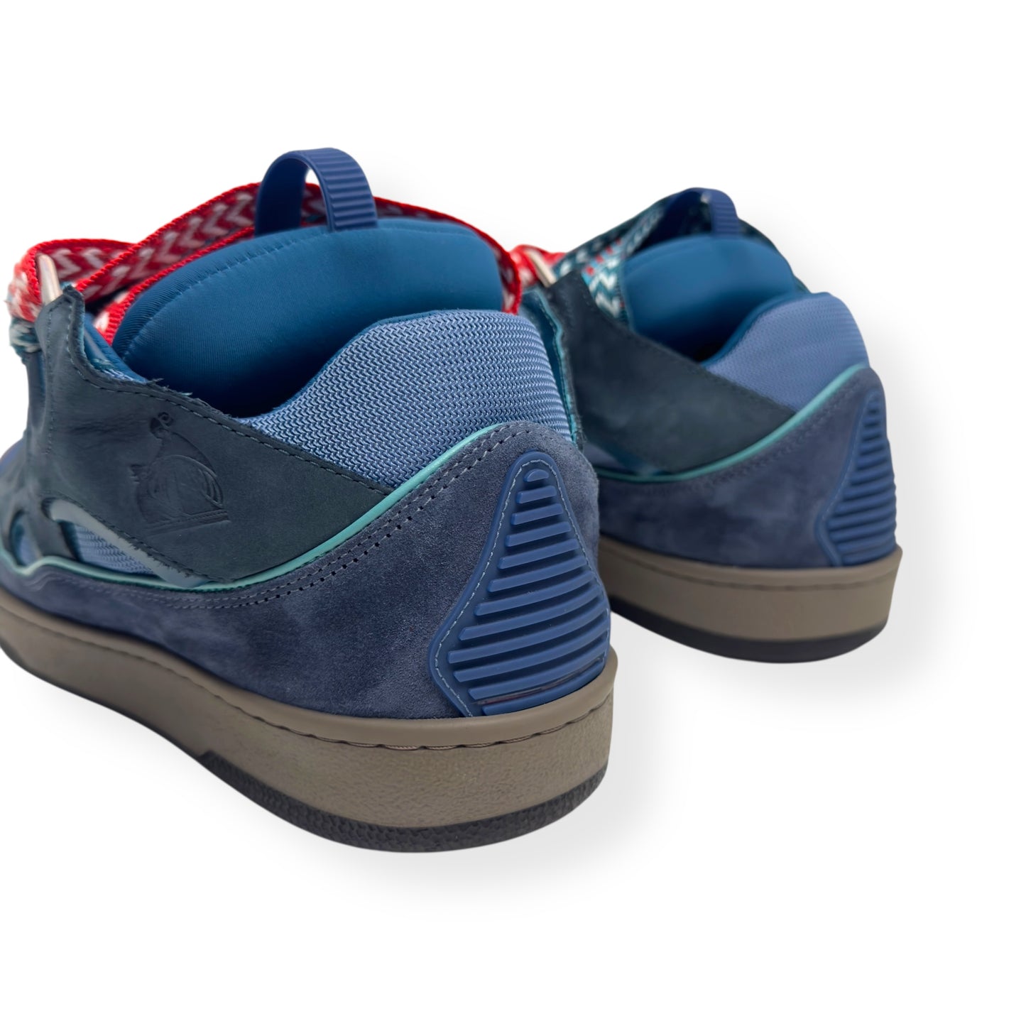 LANVIN LEATHER CURB SNEAKERS BLUE / RED 42 / UK8