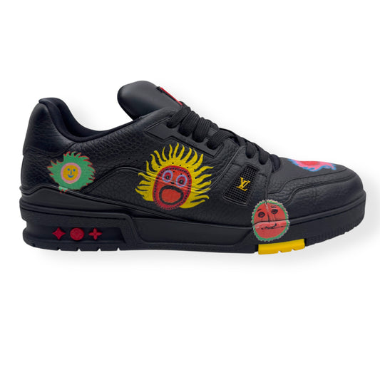 LOUIS VUITTON X YAYOI KUSAMA LV TRAINER BLACK UK10