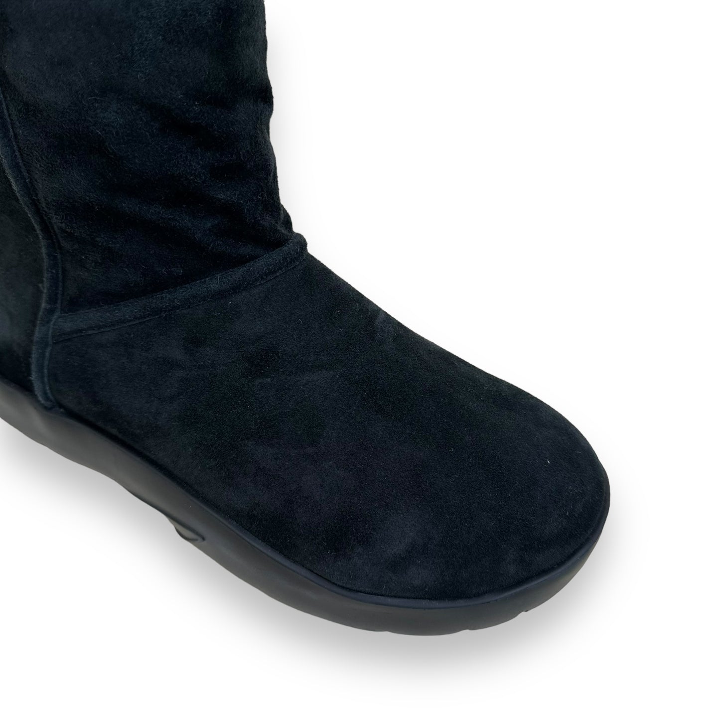 BOTTEGA VENETA SNAP ANKLE SHEARLING LINED BOOTS BLACK UK10
