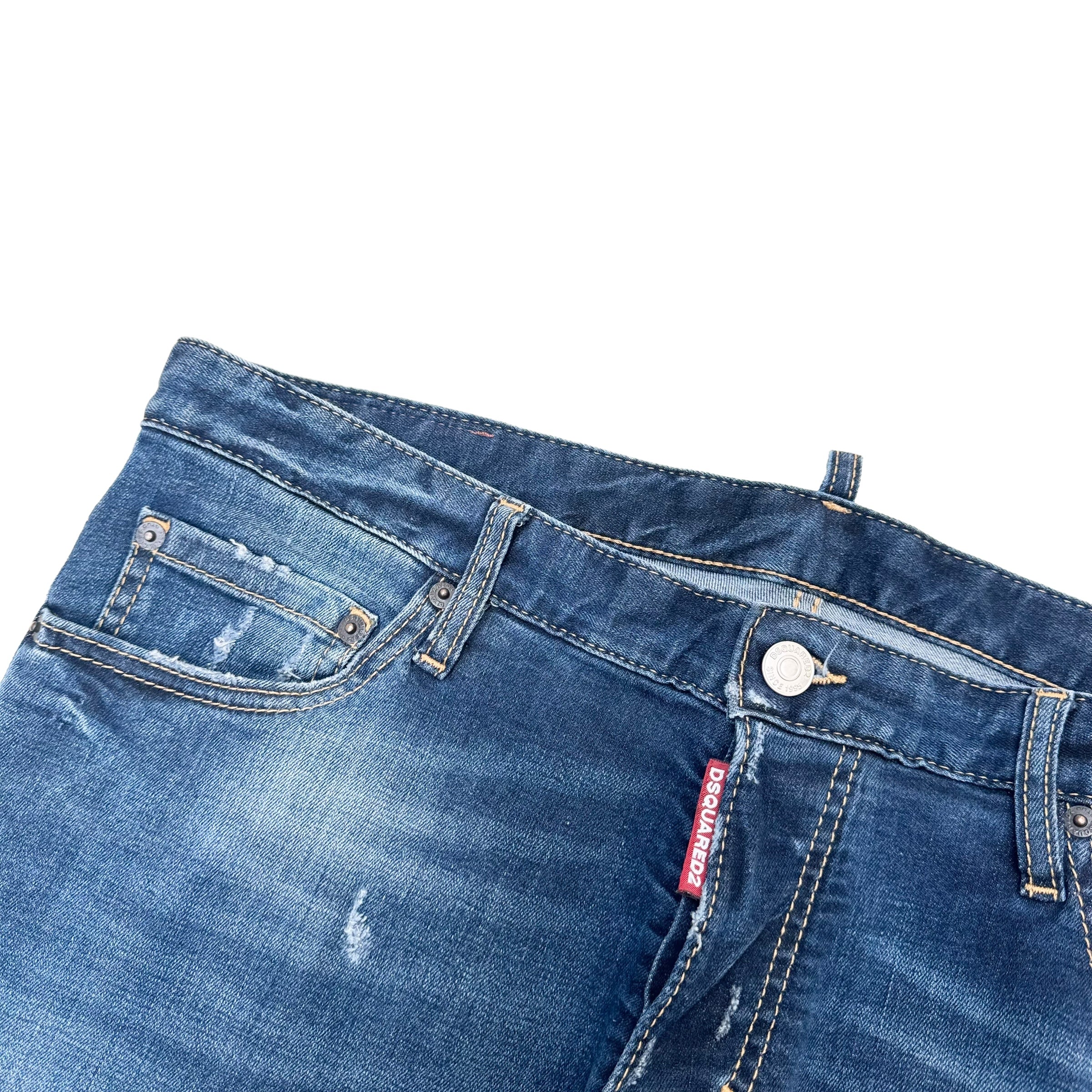 DSQUARED2 DISTRESSED DENIM JEANS NAVY BLUE XL