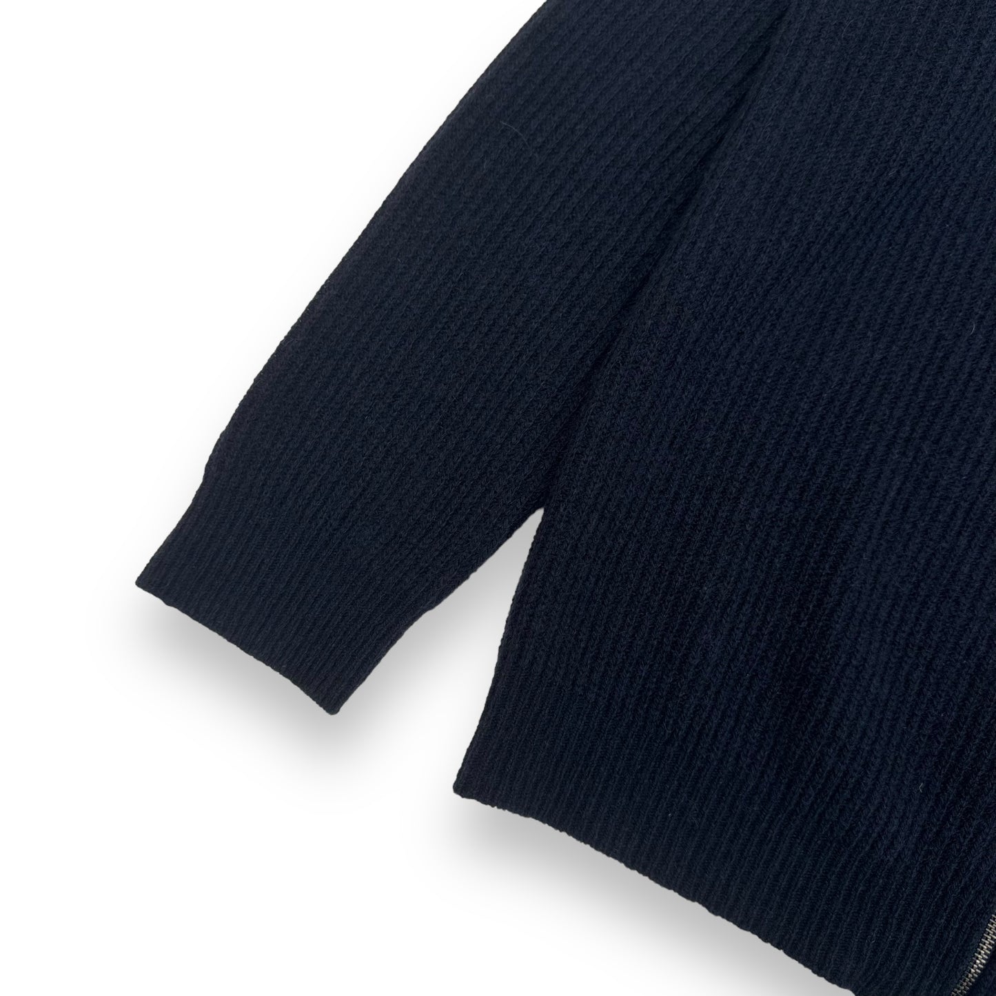 THOM SWEENEY ZIP-UP CASHMERE RIBBED SWEATER NAVY L