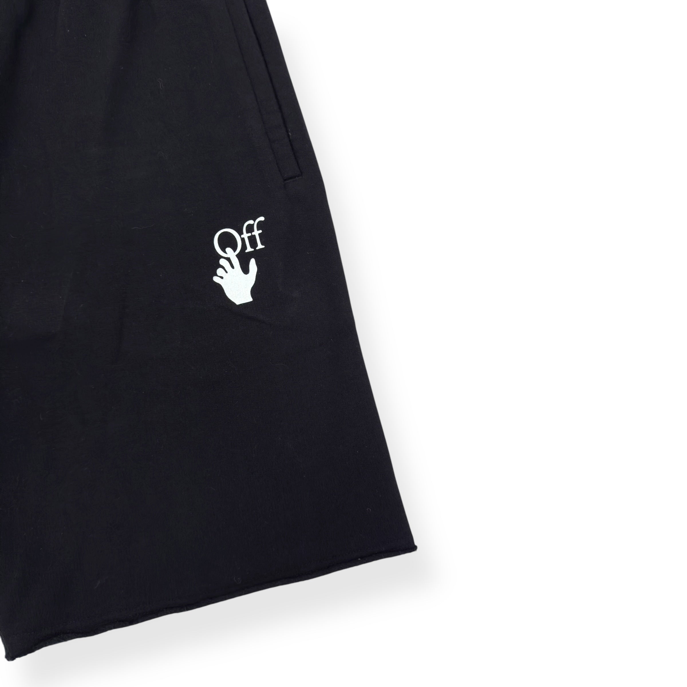 OFF-WHITE MARKER DIAGONAL SWEAT SHORTS BLACK / FUCHSIA L
