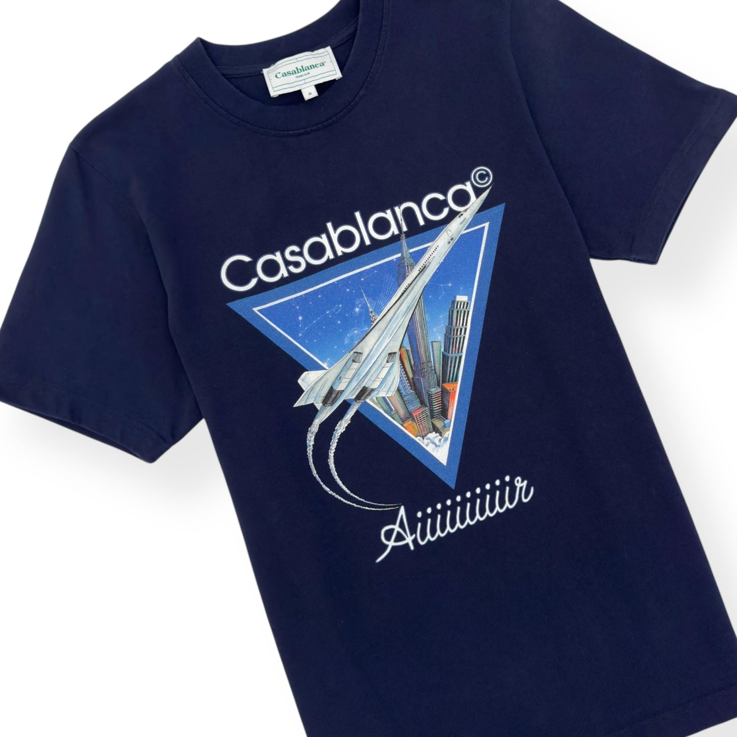 CASABLANCA LOGO PRINT T-SHIRT NAVY M