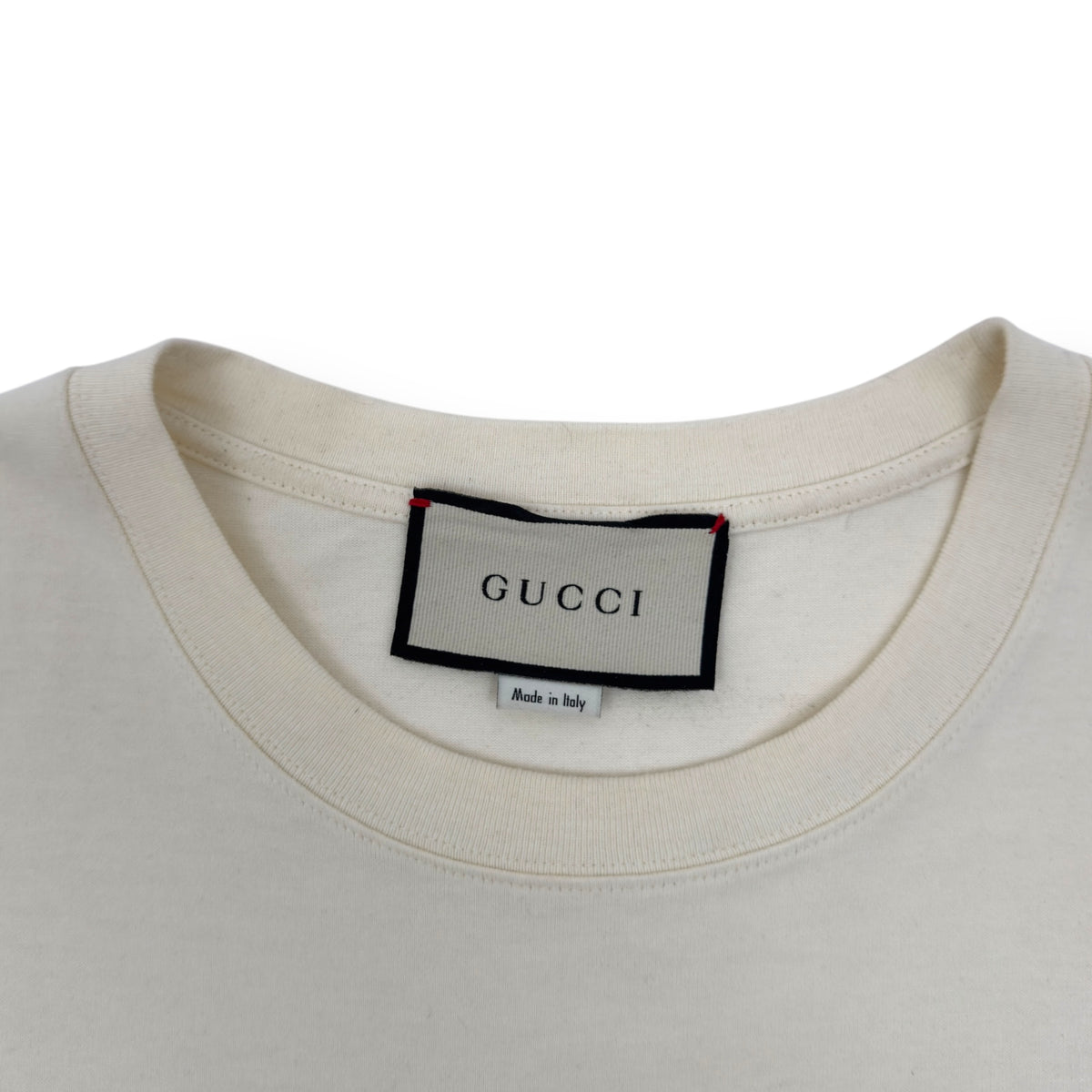 GUCCI LAMB PRINT COTTON T-SHIRT CREAM / RED L