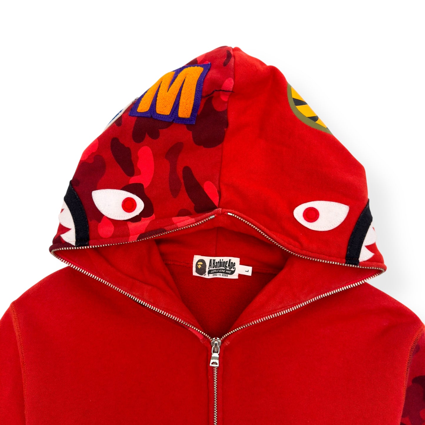 A BATHING APE SHARK FULL ZIP HOODIE RED L