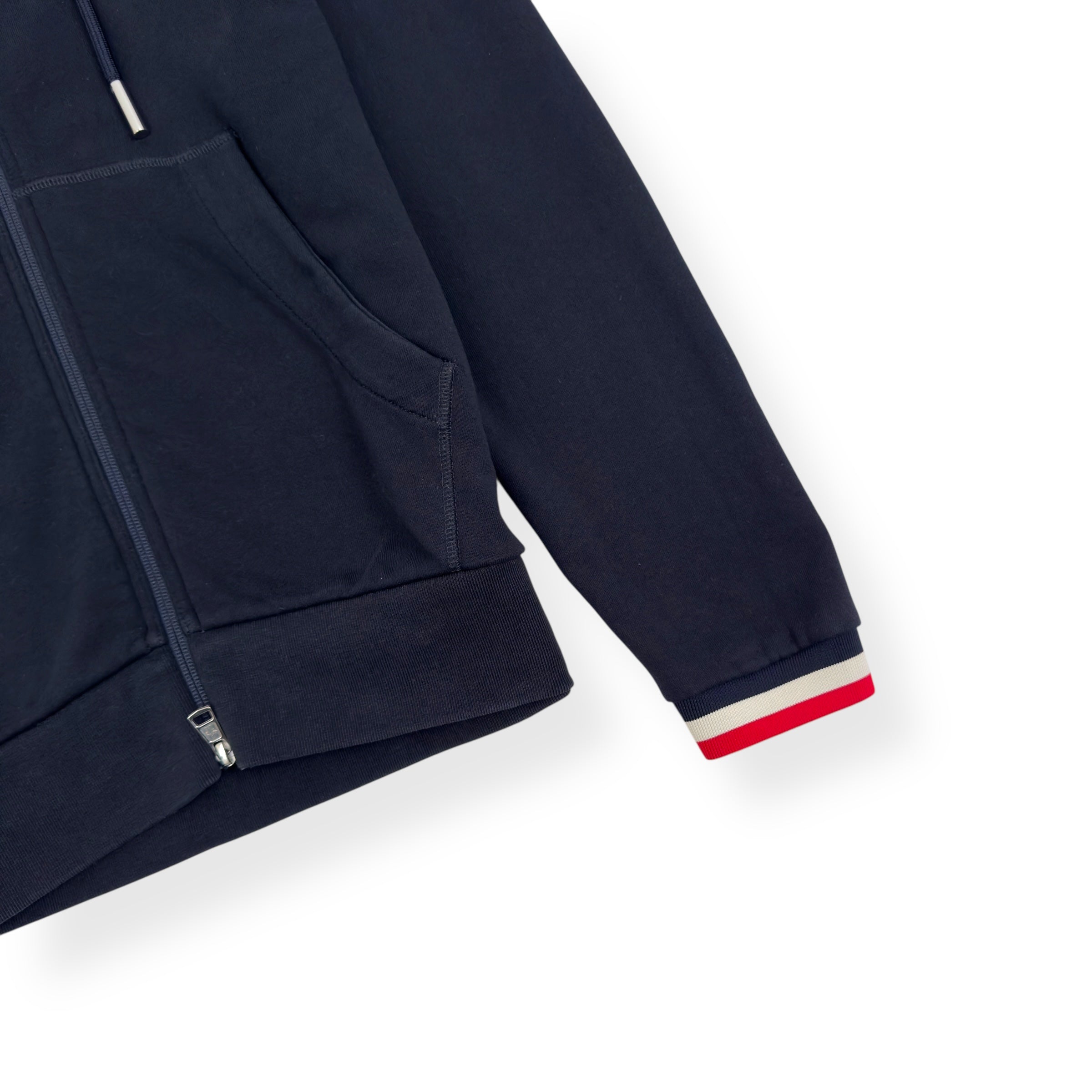 MONCLER MAGLIA ZIP LOGO HOODIE NAVY L