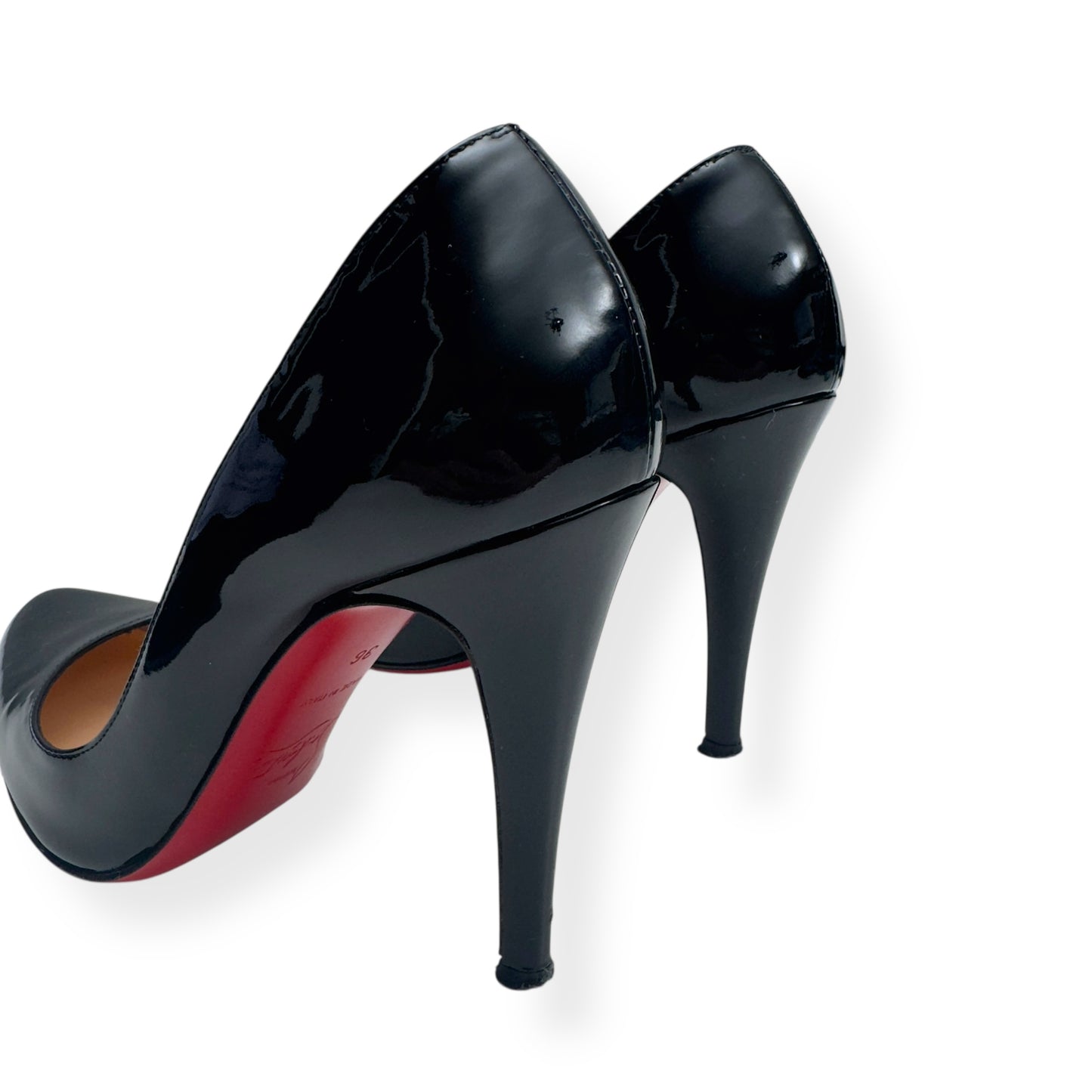 CHRISTIAN LOUBOUTIN LEATHER SIMPLE PUMPS BLACK / RED 36 / UK3