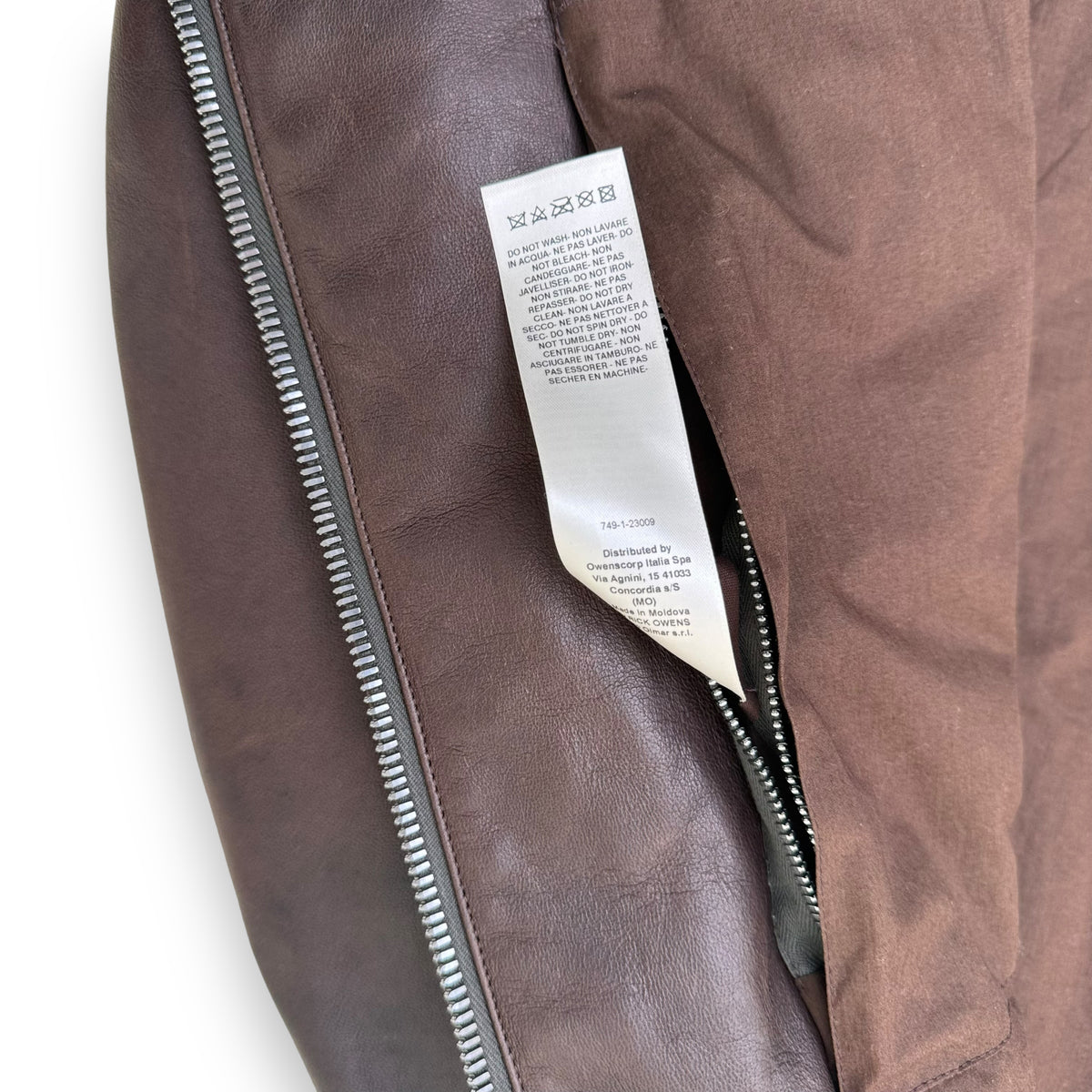 RICK OWENS FW23 BRAD LEATHER JACKET BROWN XXL