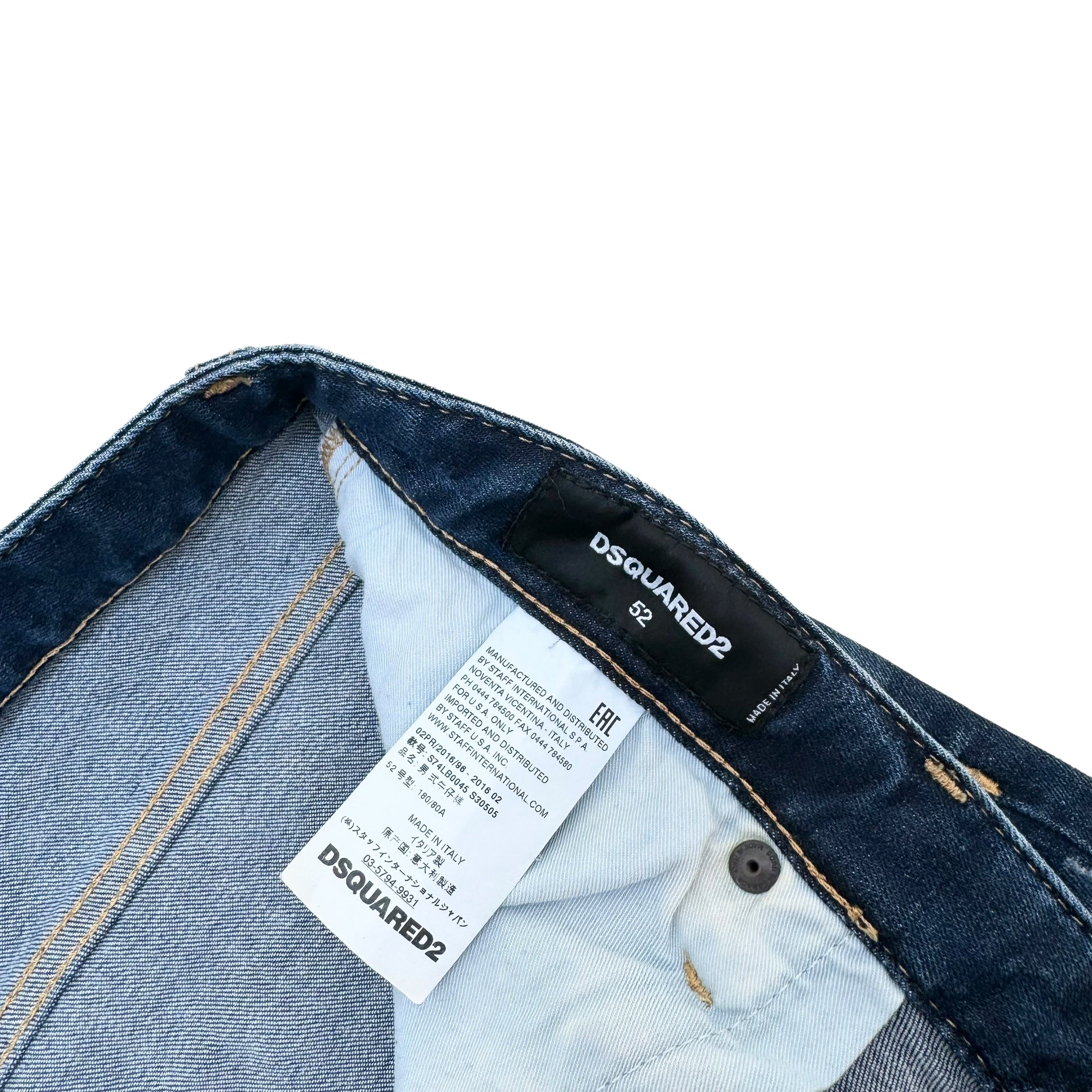 DSQUARED2 DISTRESSED DENIM JEANS NAVY BLUE XL
