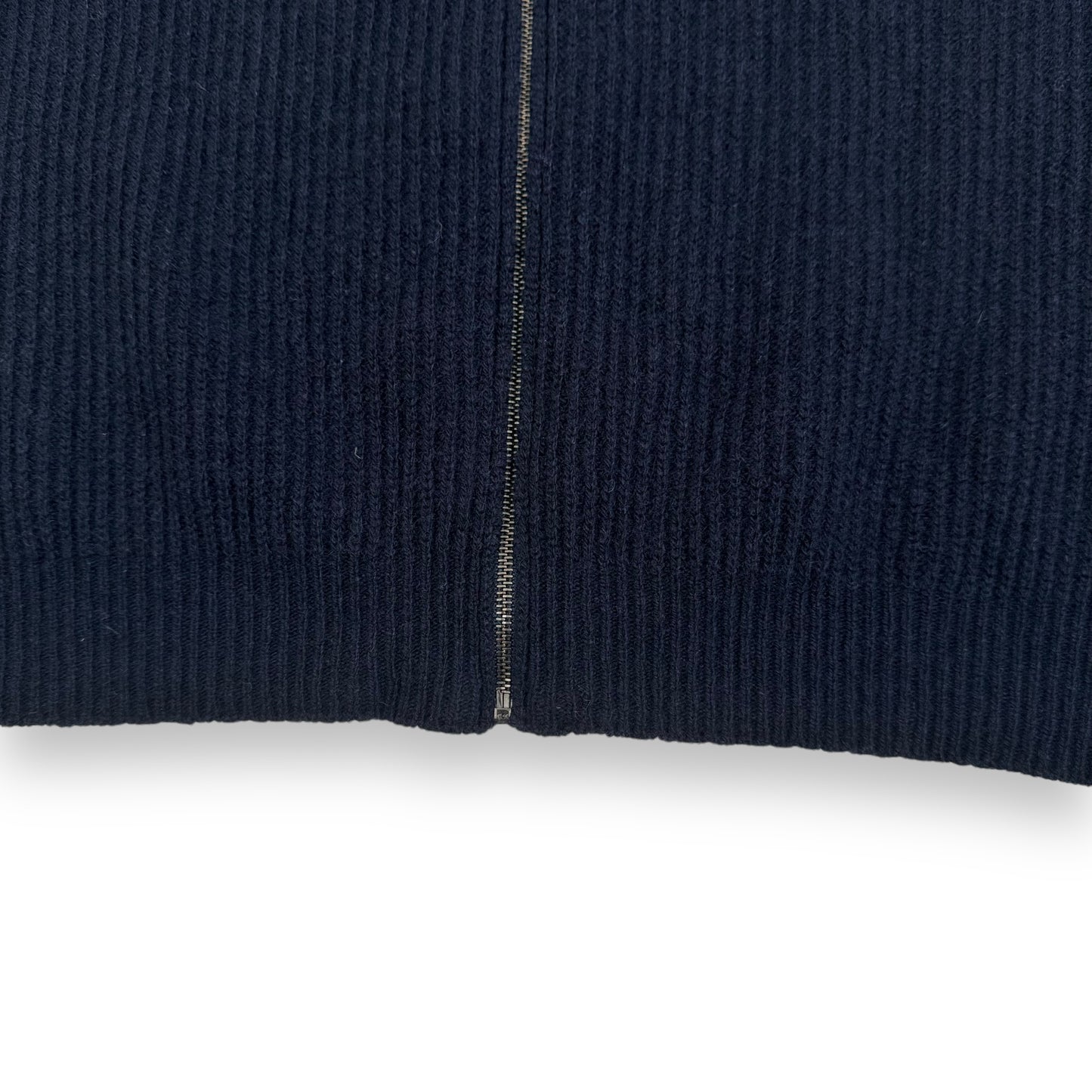 THOM SWEENEY ZIP-UP CASHMERE RIBBED SWEATER NAVY L