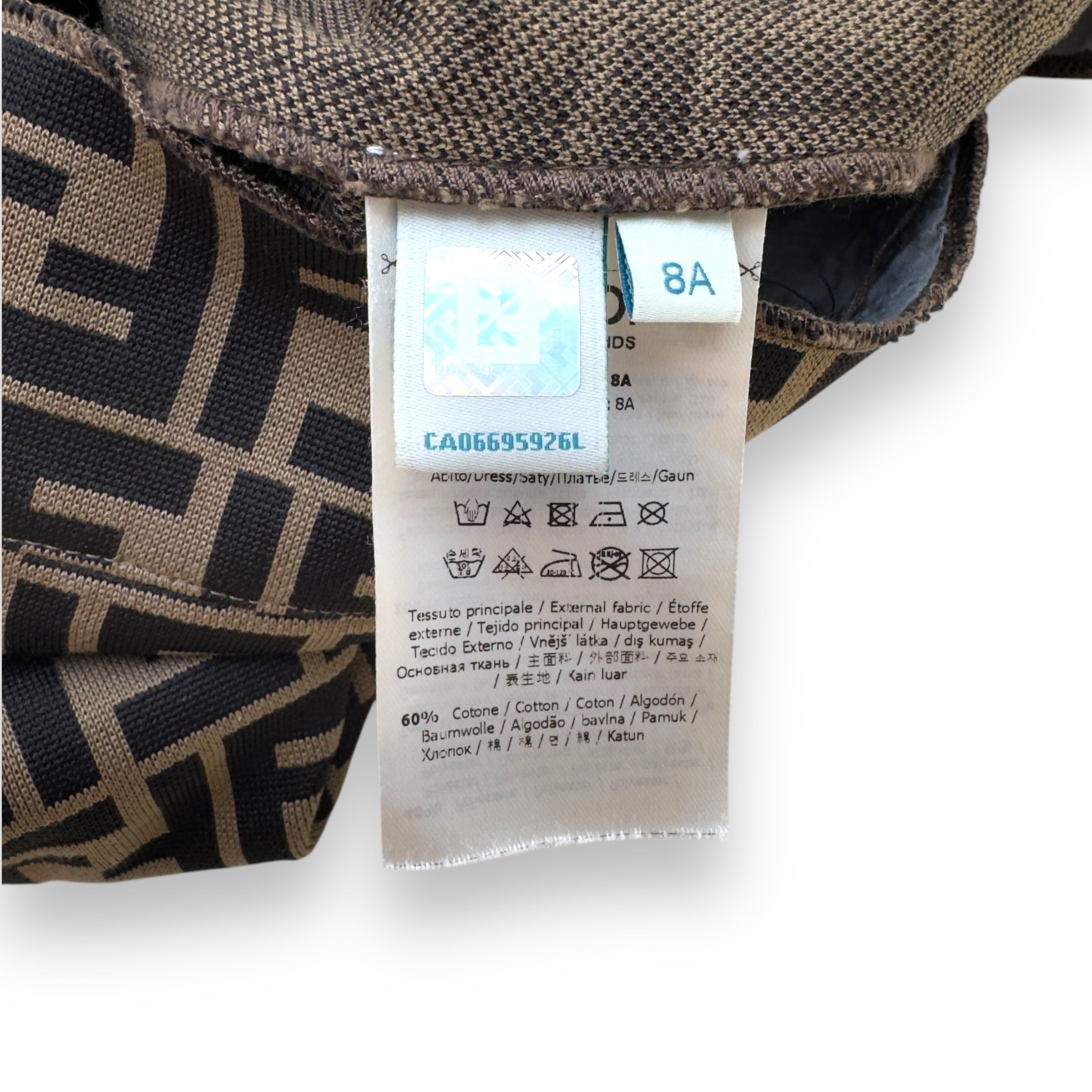 GIRLS FENDI FF DRESS BROWN AGE 8