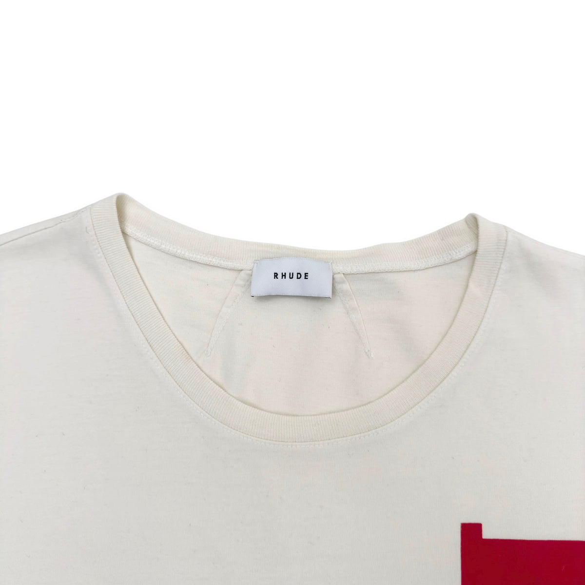 RHUDE POCKET LOGO T-SHIRT CREAM / RED XL