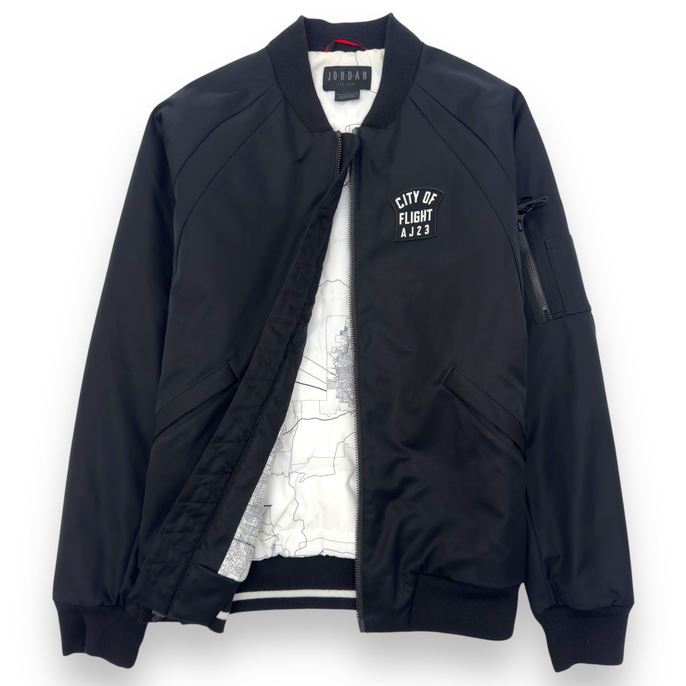 NIKE JORDAN CITY OF FLIGHT MA-1 BOMBER JACKET BLACK / WHITE L