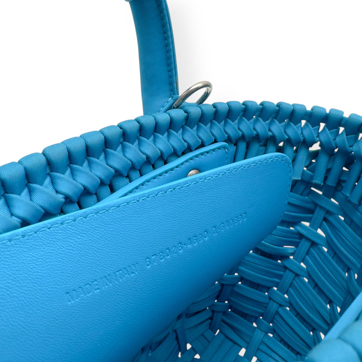 BALENCIAGA BISTRO RECYCLED NYLON BASKET BAG BLUE XXS