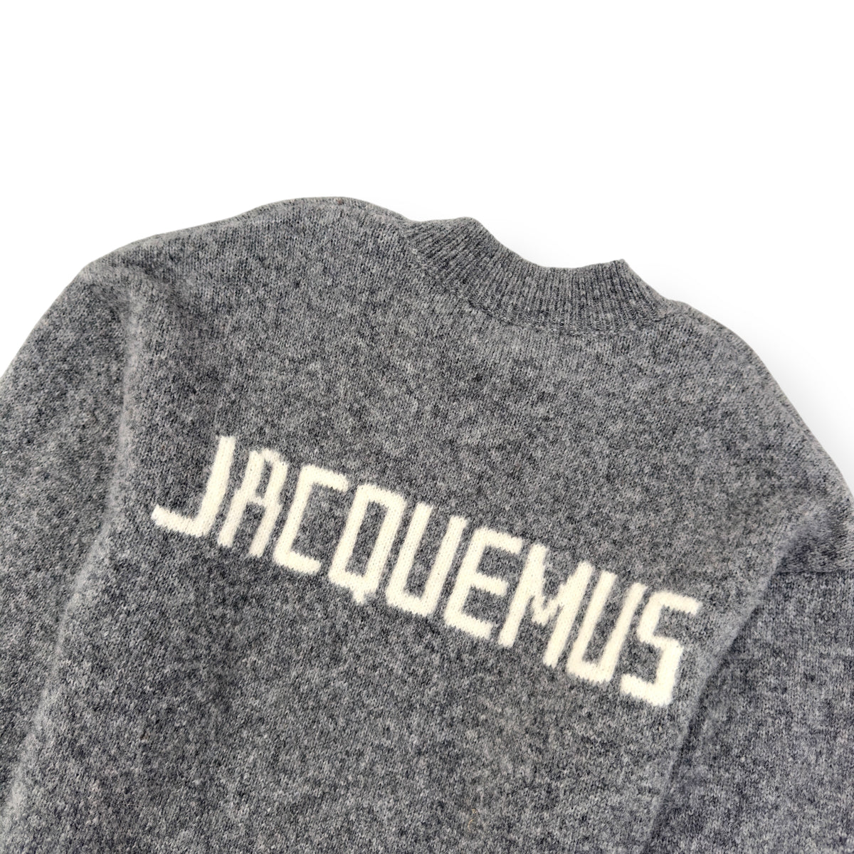 JACQUEMUS LE PULL WOOL-BLEND SWEATER GREY / WHITE L