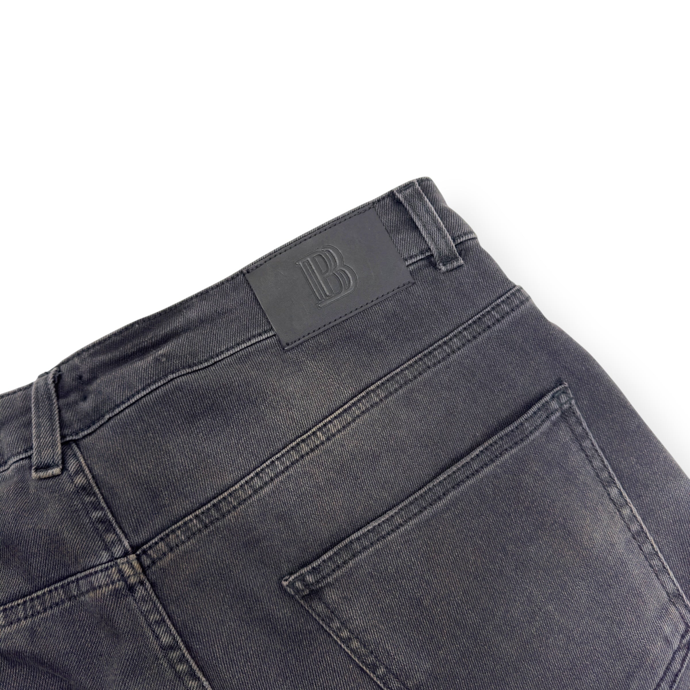 BALMAIN WASHED BIKER JEANS BLACK W34”