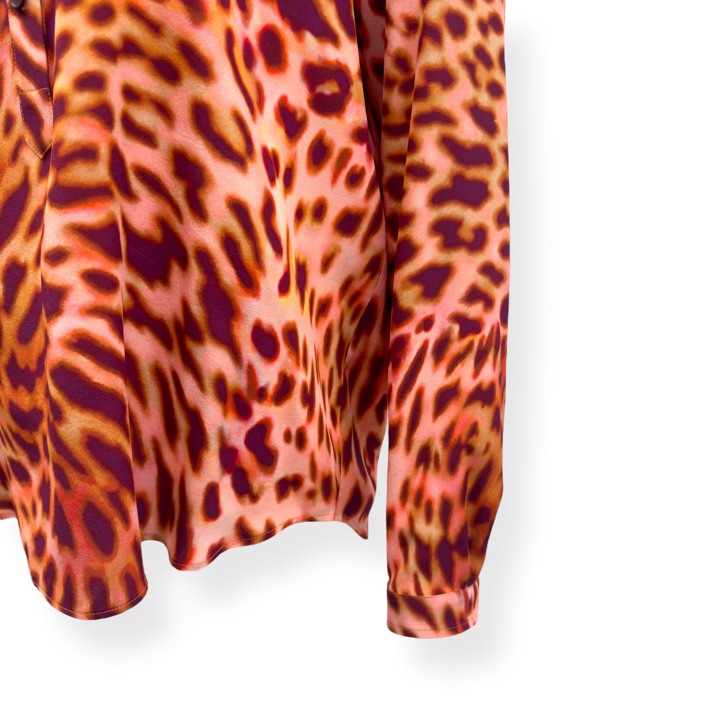 STELLA MCCARTNEY MULTICOLOUR PRINT SILK BUTTONED SHIRT BLOUSE ORANGE 46 / UK14