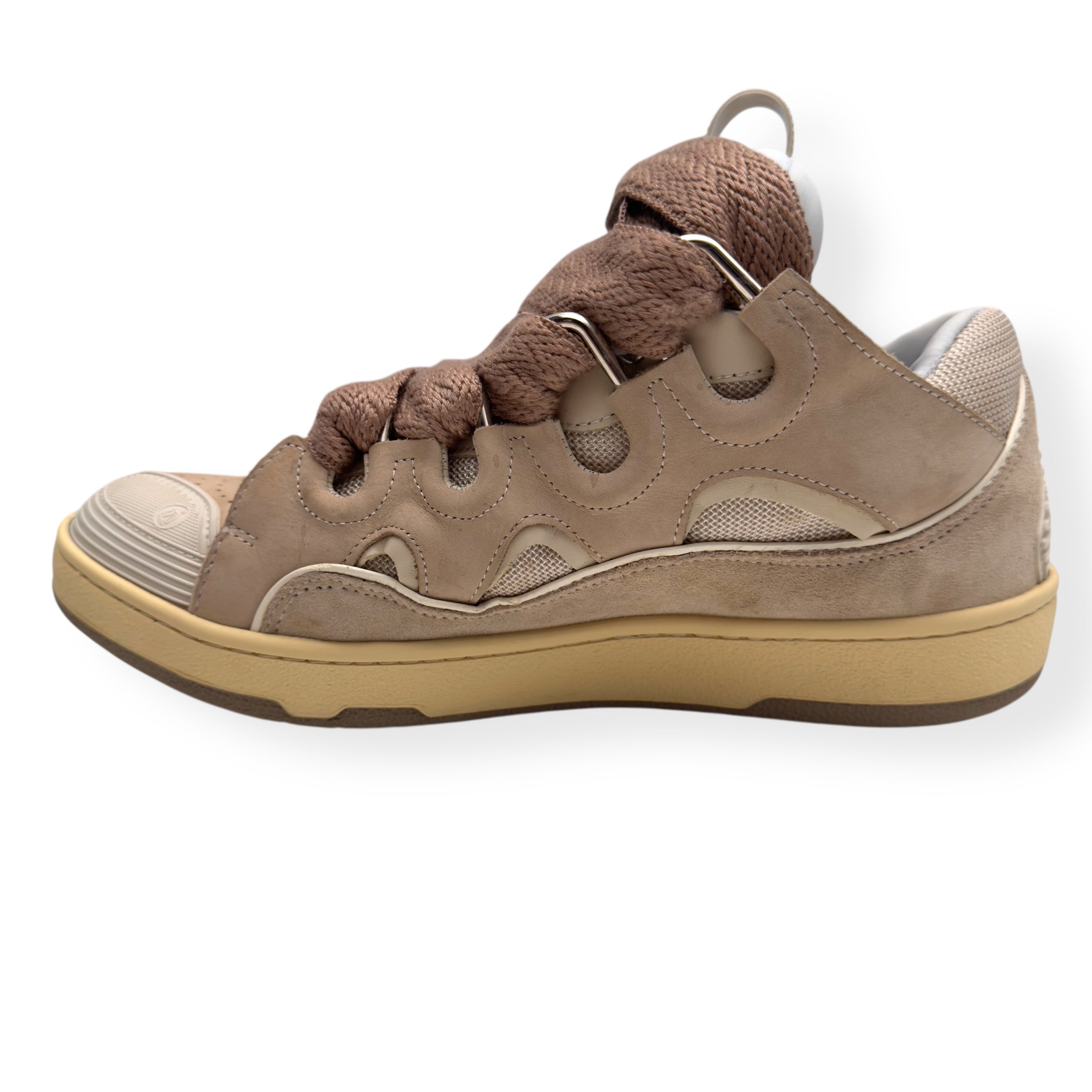 LANVIN LEATHER CURB SNEAKER BEIGE 42 / UK8