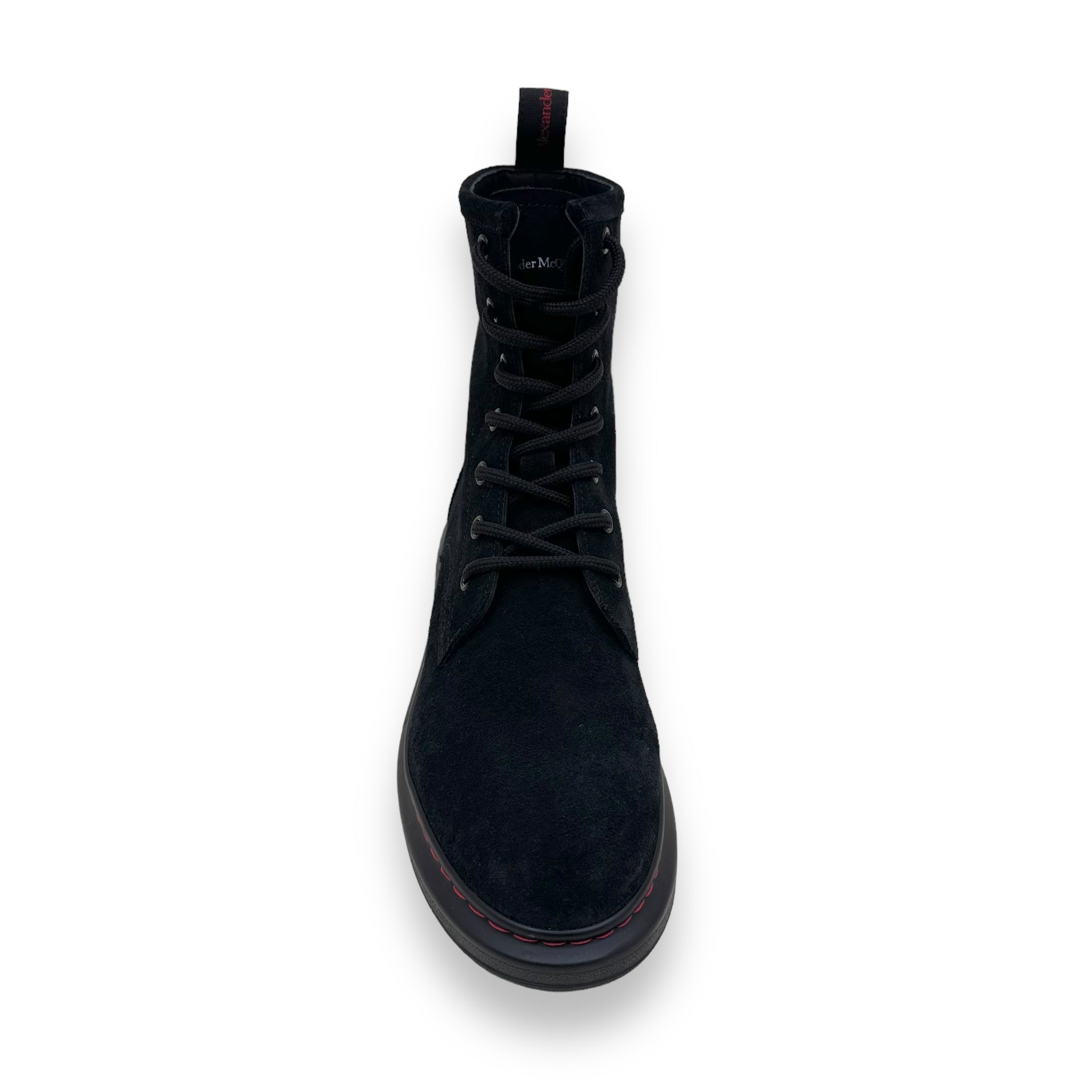 ALEXANDER MCQUEEN HYBRID LACE-UP SUEDE BOOTS BLACK UK5