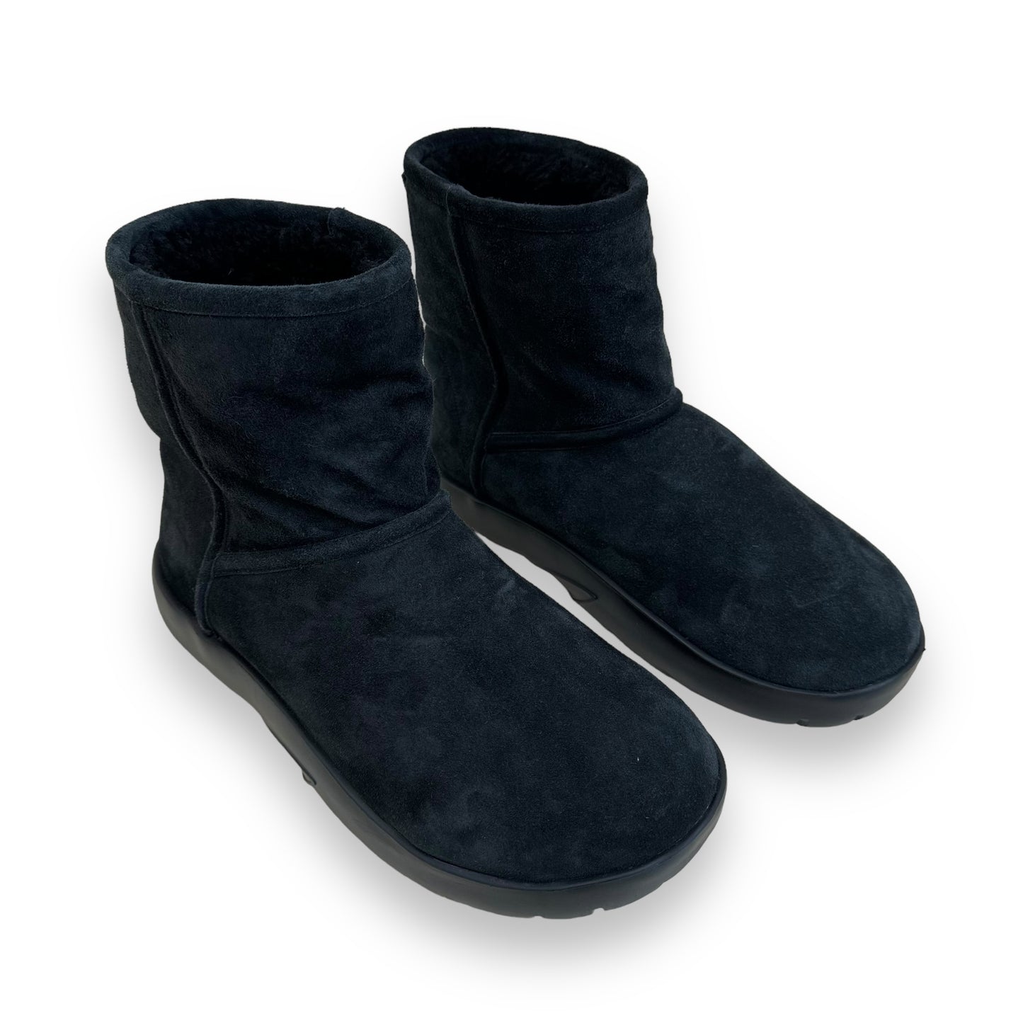 BOTTEGA VENETA SNAP ANKLE SHEARLING LINED BOOTS BLACK UK10