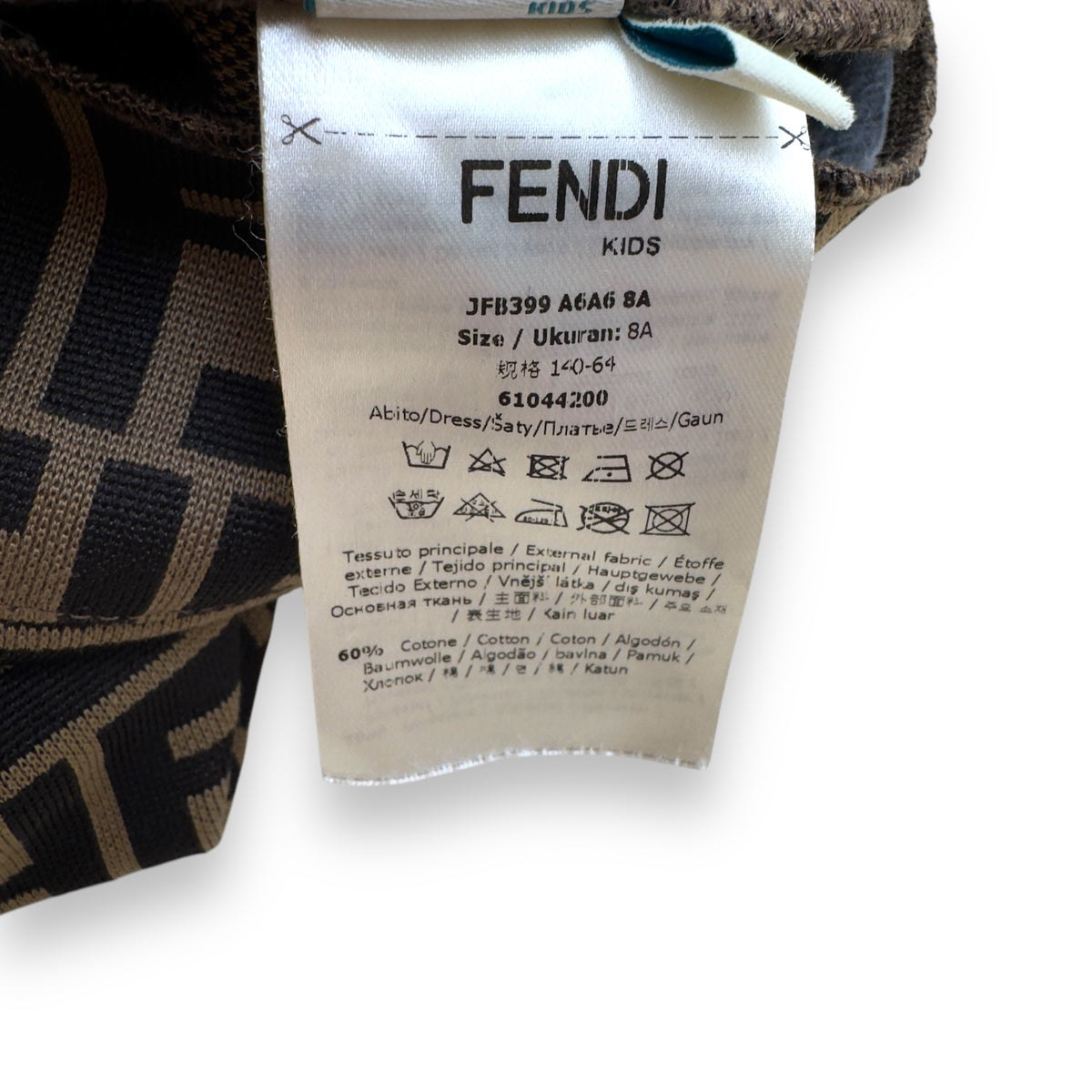 GIRLS FENDI FF DRESS BROWN AGE 8
