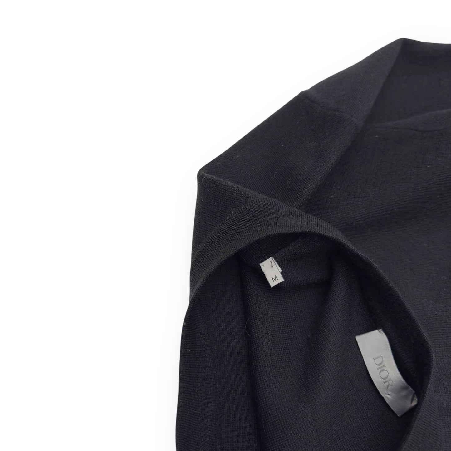 DIOR LOGO PATCH CREWNECK WOOL SWEATER BLACK M