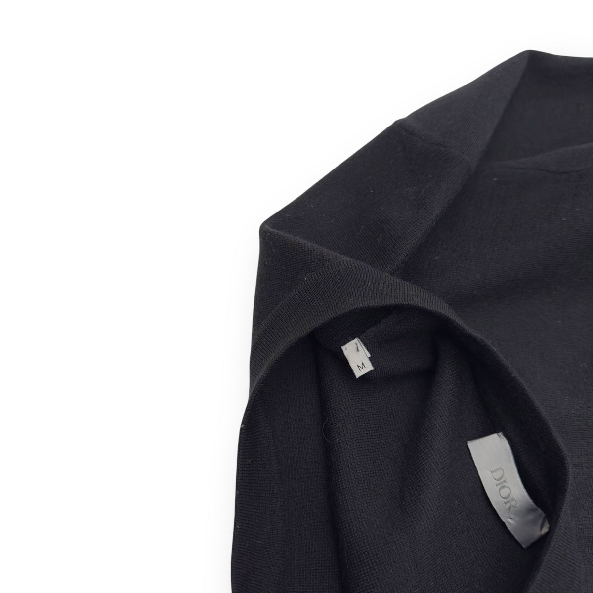 DIOR LOGO PATCH CREWNECK WOOL SWEATER BLACK M
