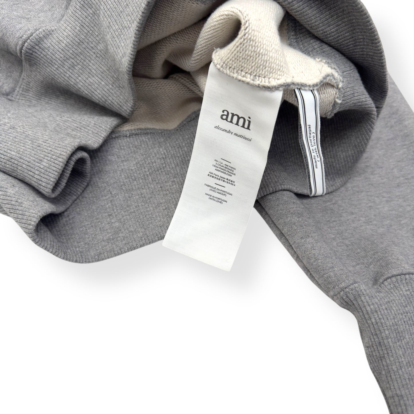 AMI PARIS LOGO HOODIE GREY / RED M