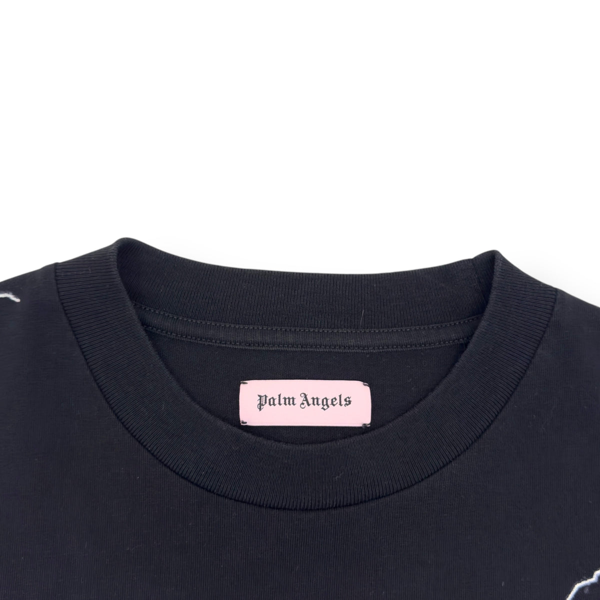 PALM ANGELS BURNING COWBOY COTTON T-SHIRT BLACK S