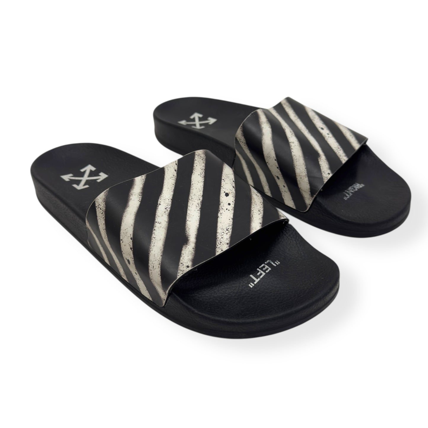 OFF-WHITE SPRAY STRIPES SLIDES BLACK / WHITE UK10