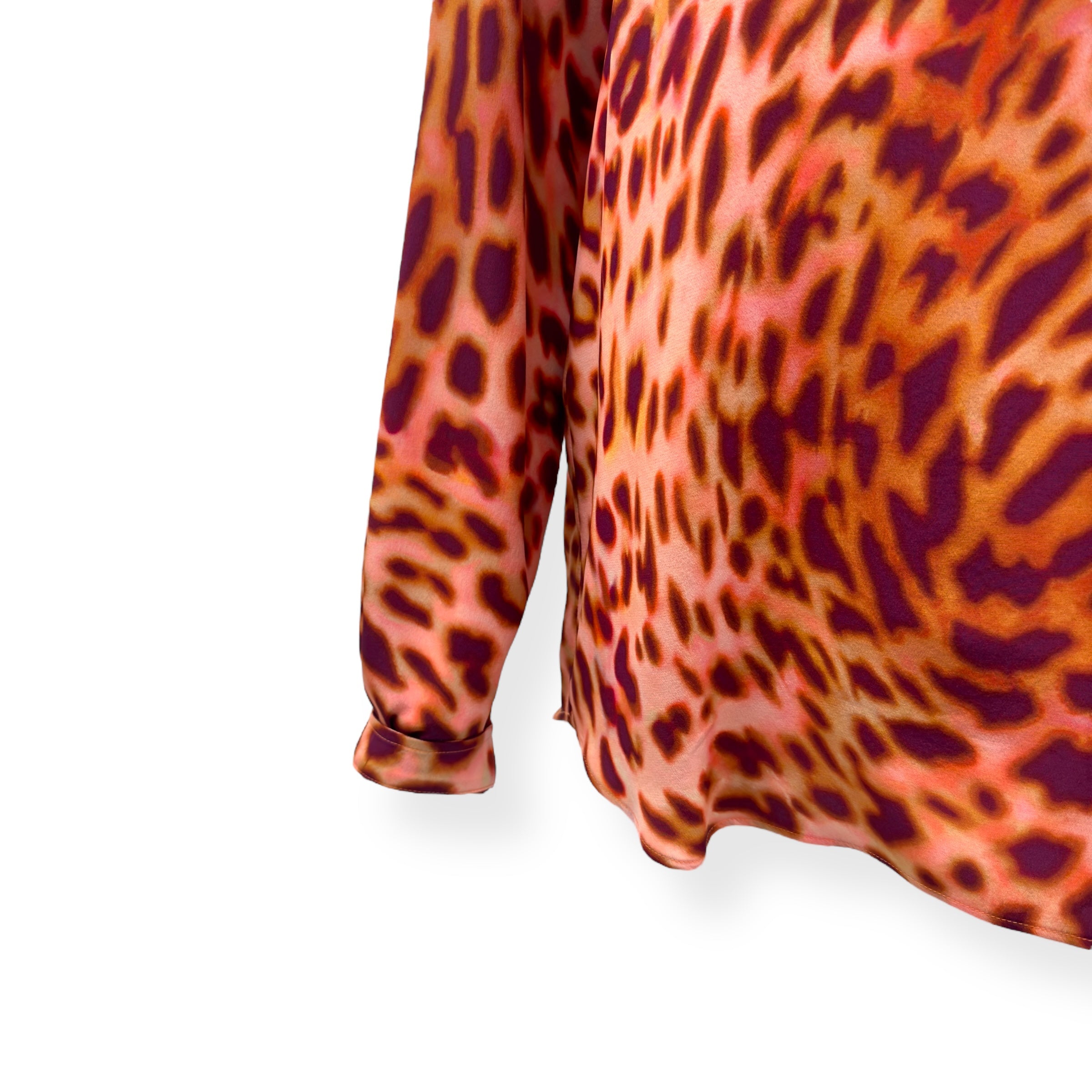 STELLA MCCARTNEY MULTICOLOUR PRINT SILK BUTTONED SHIRT BLOUSE ORANGE 46 / UK14