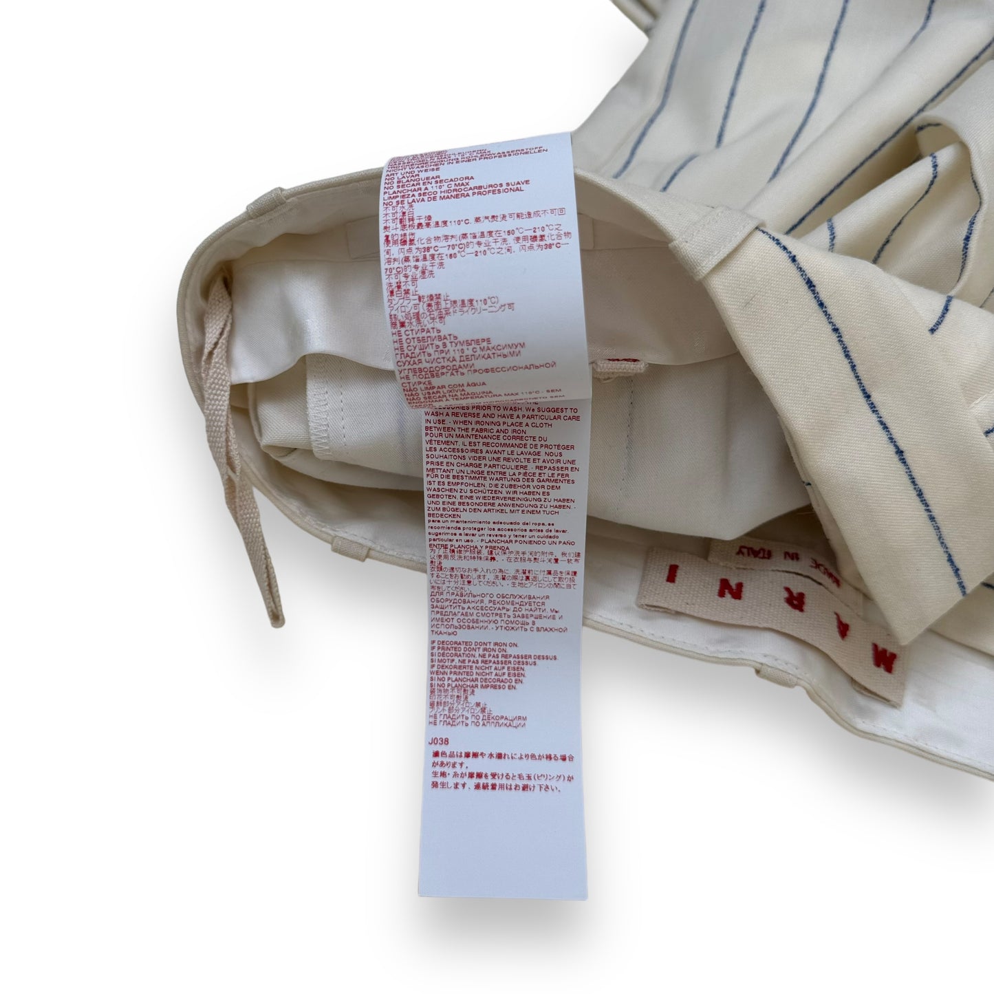 MARNI PINSTRIPE TAILORED TROUSERS NATURAL / BLUE L