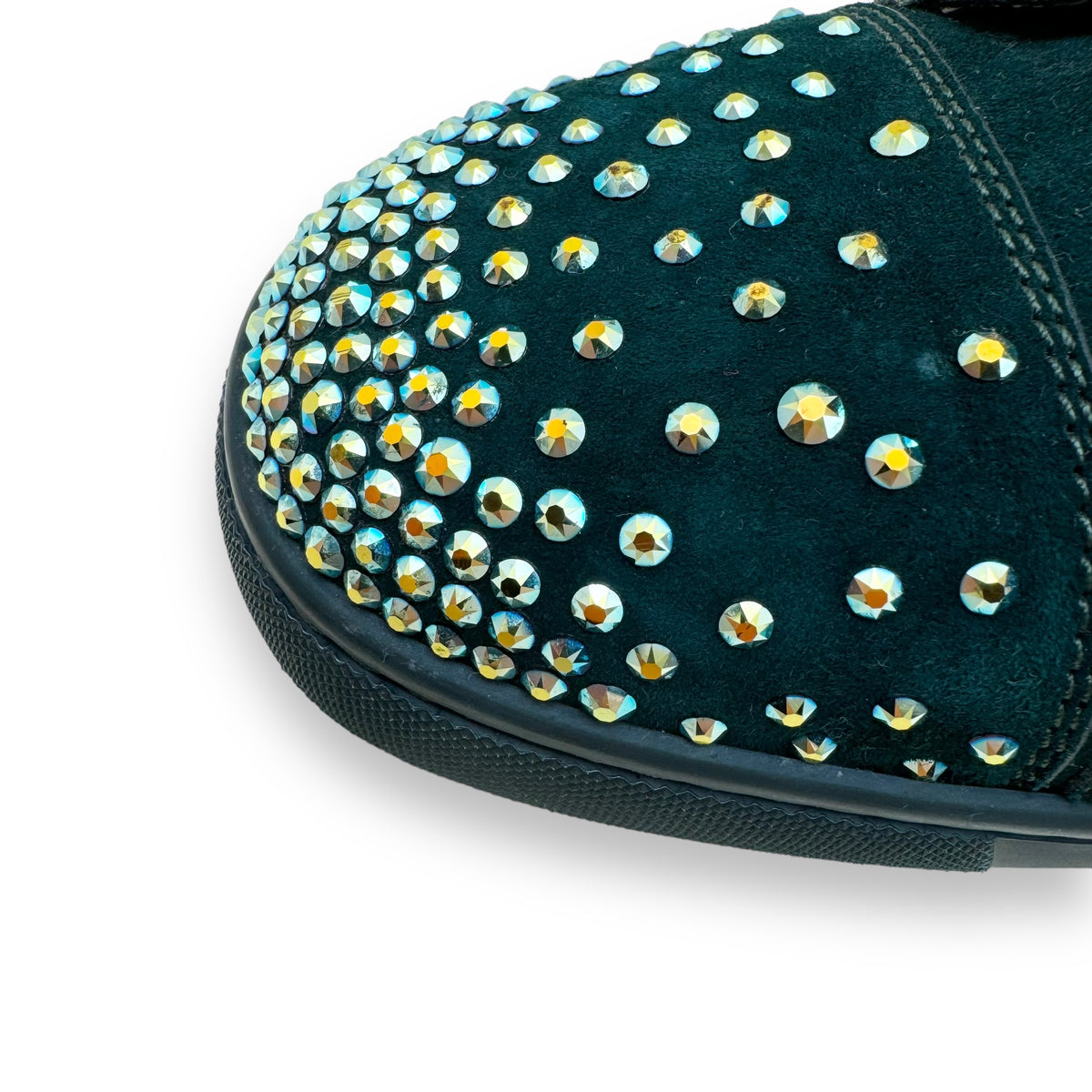 CHRISTIAN LOUBOUTIN LOU DEGRA SUEDE HIGH TOP SNEAKER GREEN UK8