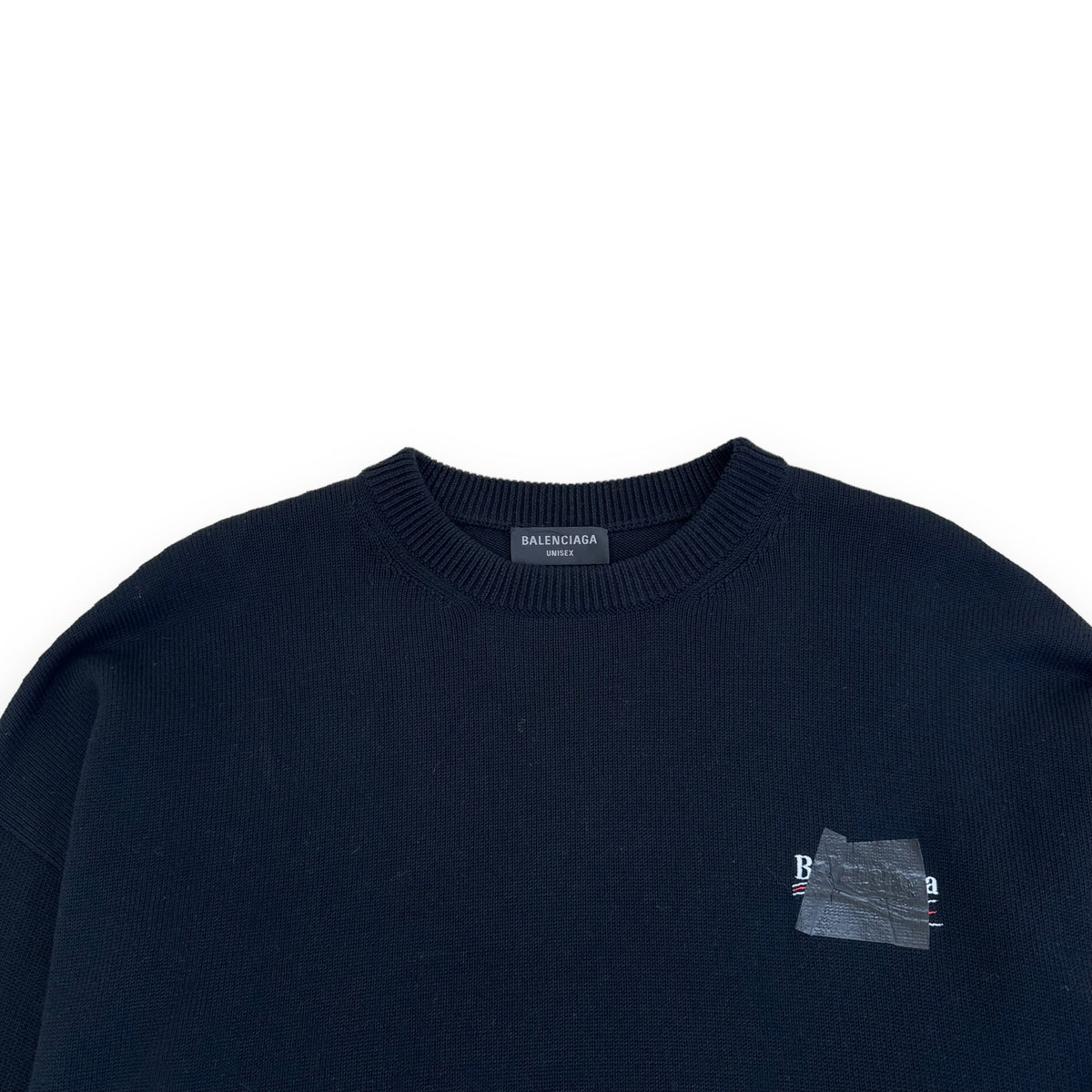 BALENCIAGA GAFFER LOGO COTTON-BLEND KNITTED JUMPER BLACK L