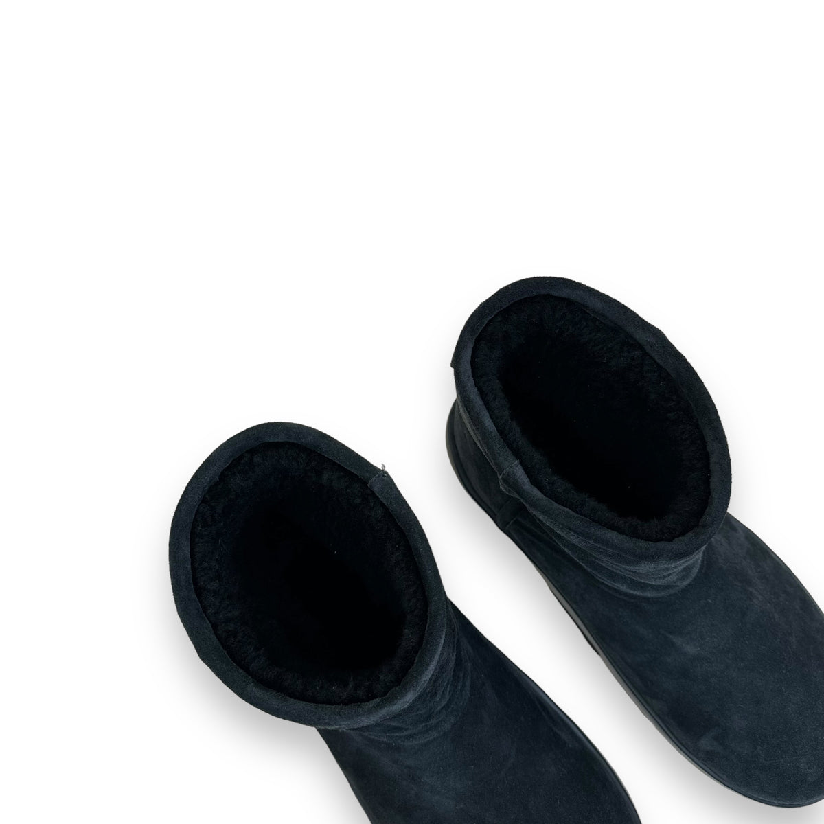 BOTTEGA VENETA SNAP ANKLE SHEARLING LINED BOOTS BLACK UK10