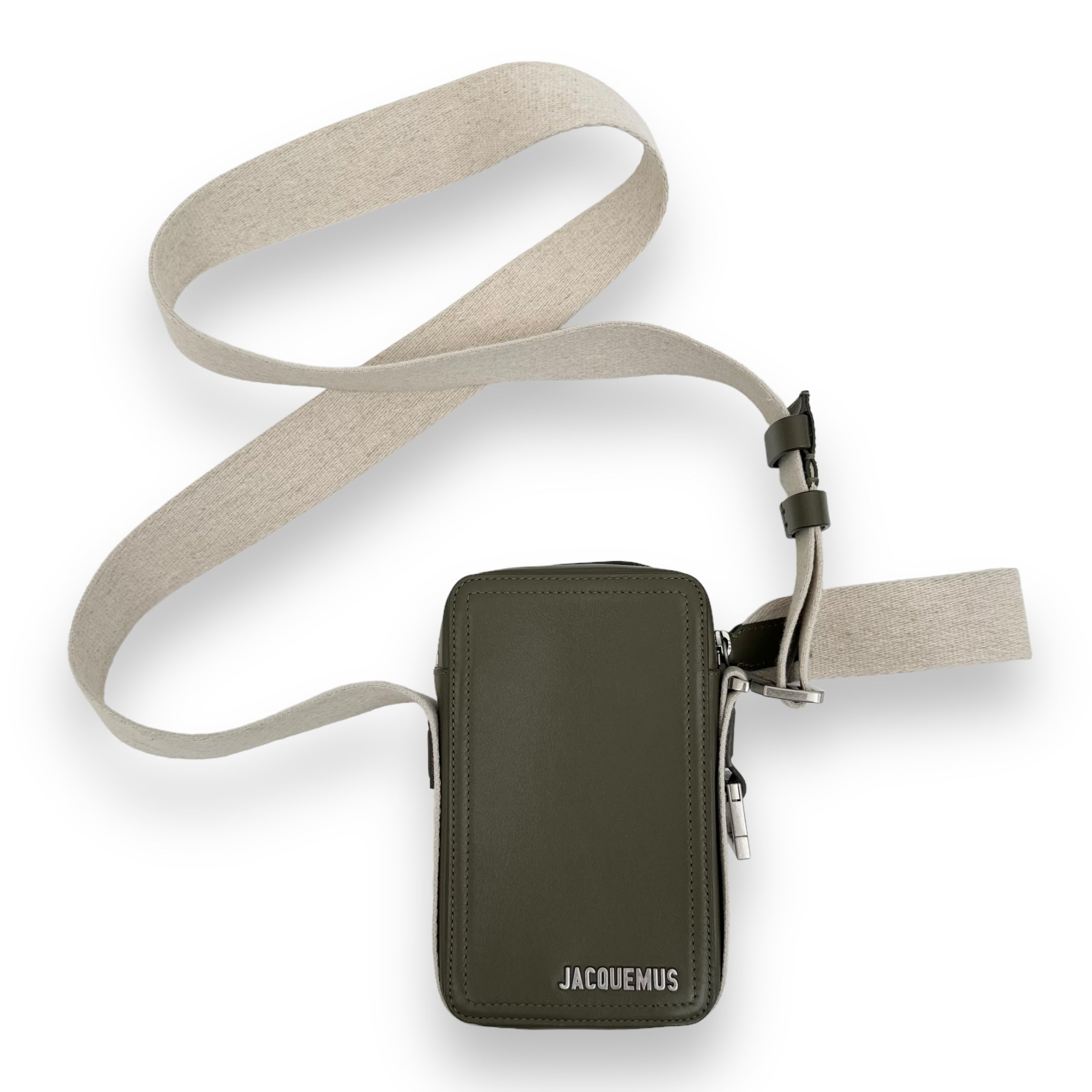 JACQUEMUS LE CUERDA VERTICAL EN CUIR CROSS BODY BAG GREEN