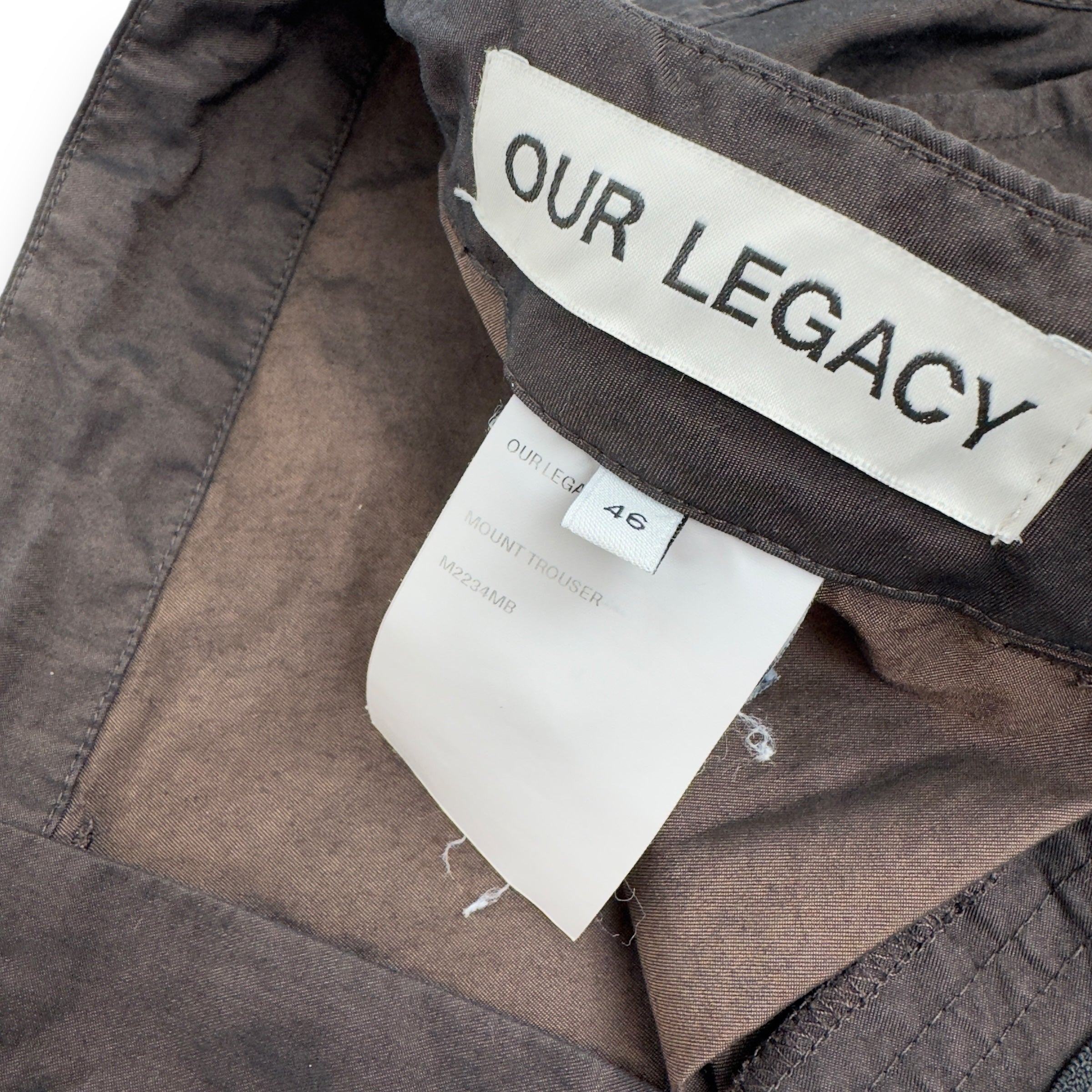 OUR LEGACY MOUNT CARGO TROUSERS METALLIC BROWN W32"