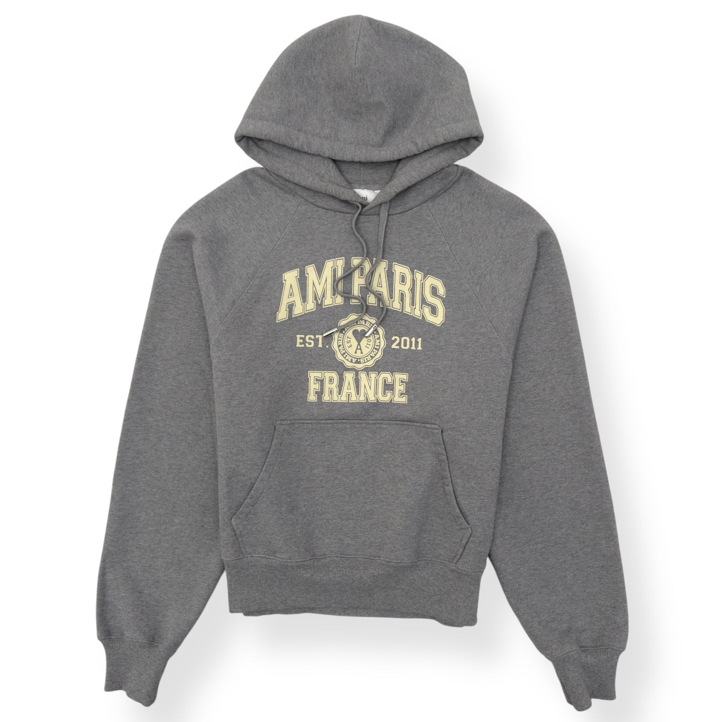 AMI PARIS POPOVER HOODIE GREY / WHITE M