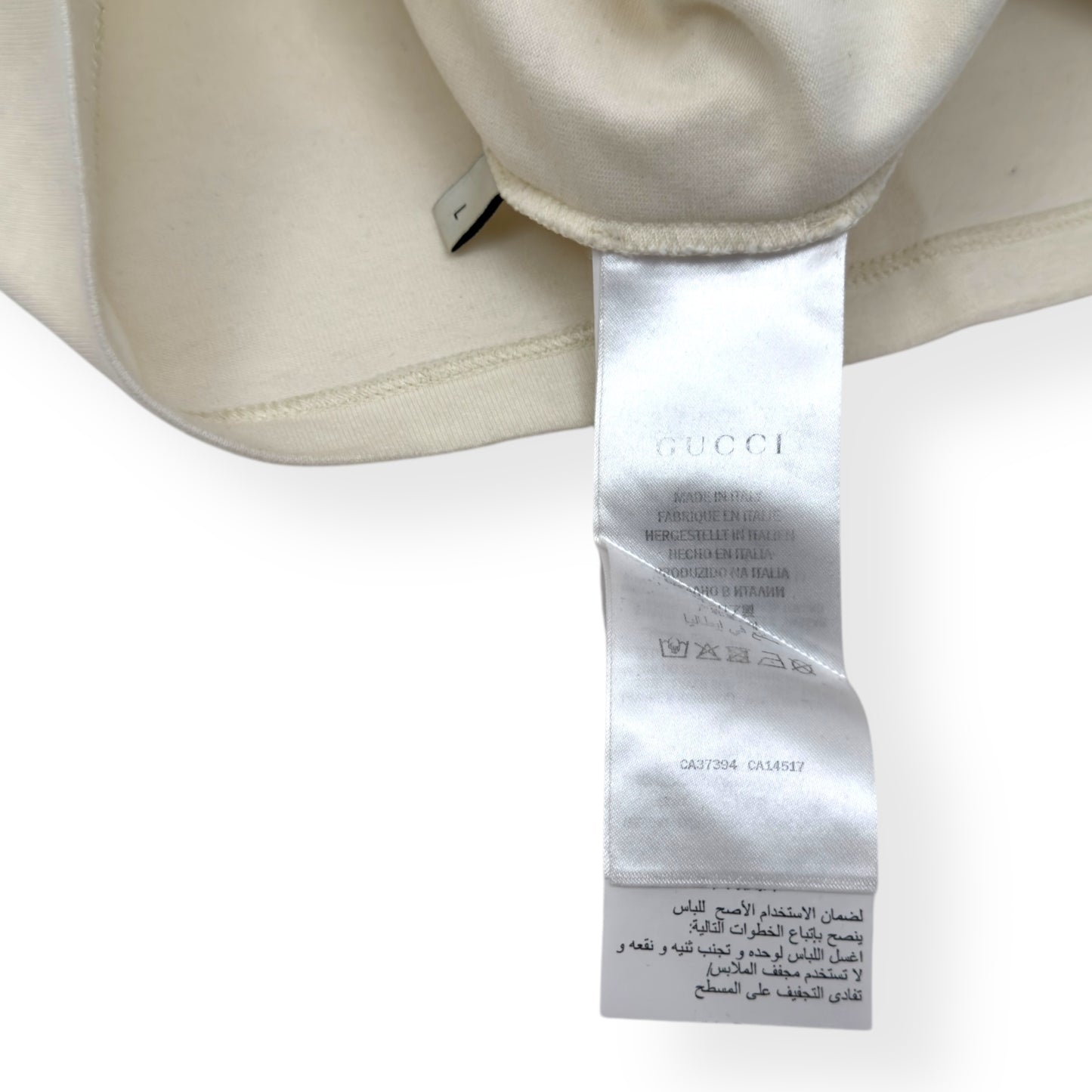 GUCCI LAMB PRINT COTTON T-SHIRT CREAM / RED L