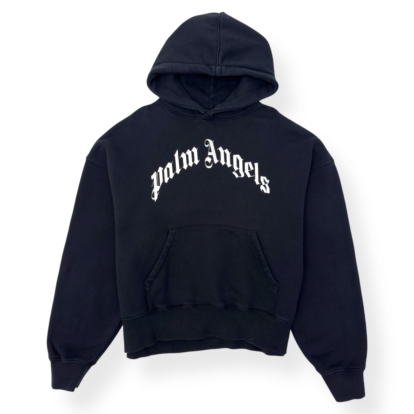 PALM ANGELS CURVED LOGO HOODIE BLACK / WHITE XL