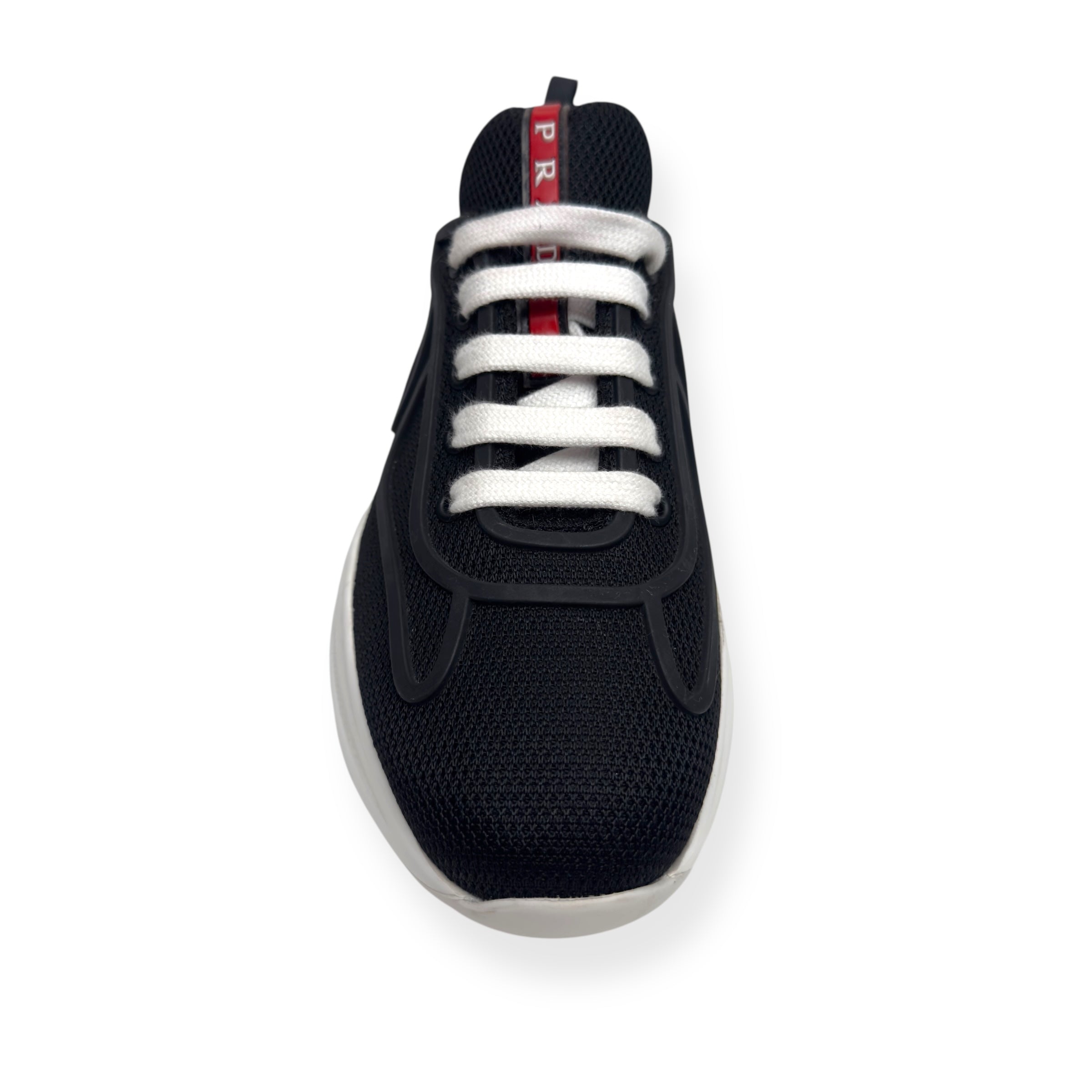 PRADA AMERICAS CUP LOW TOP SNEAKER BLACK / WHITE 37.5 / UK4.5
