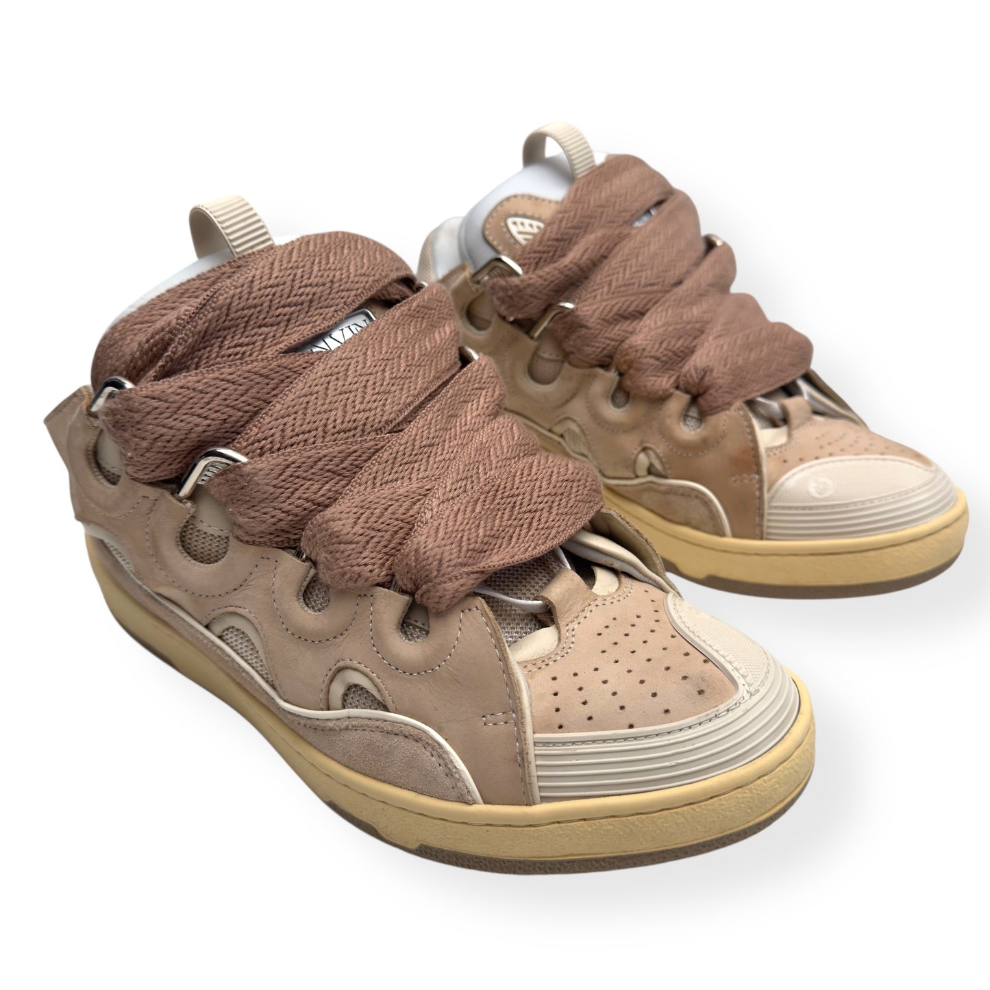 LANVIN LEATHER CURB SNEAKER BEIGE 42 / UK8