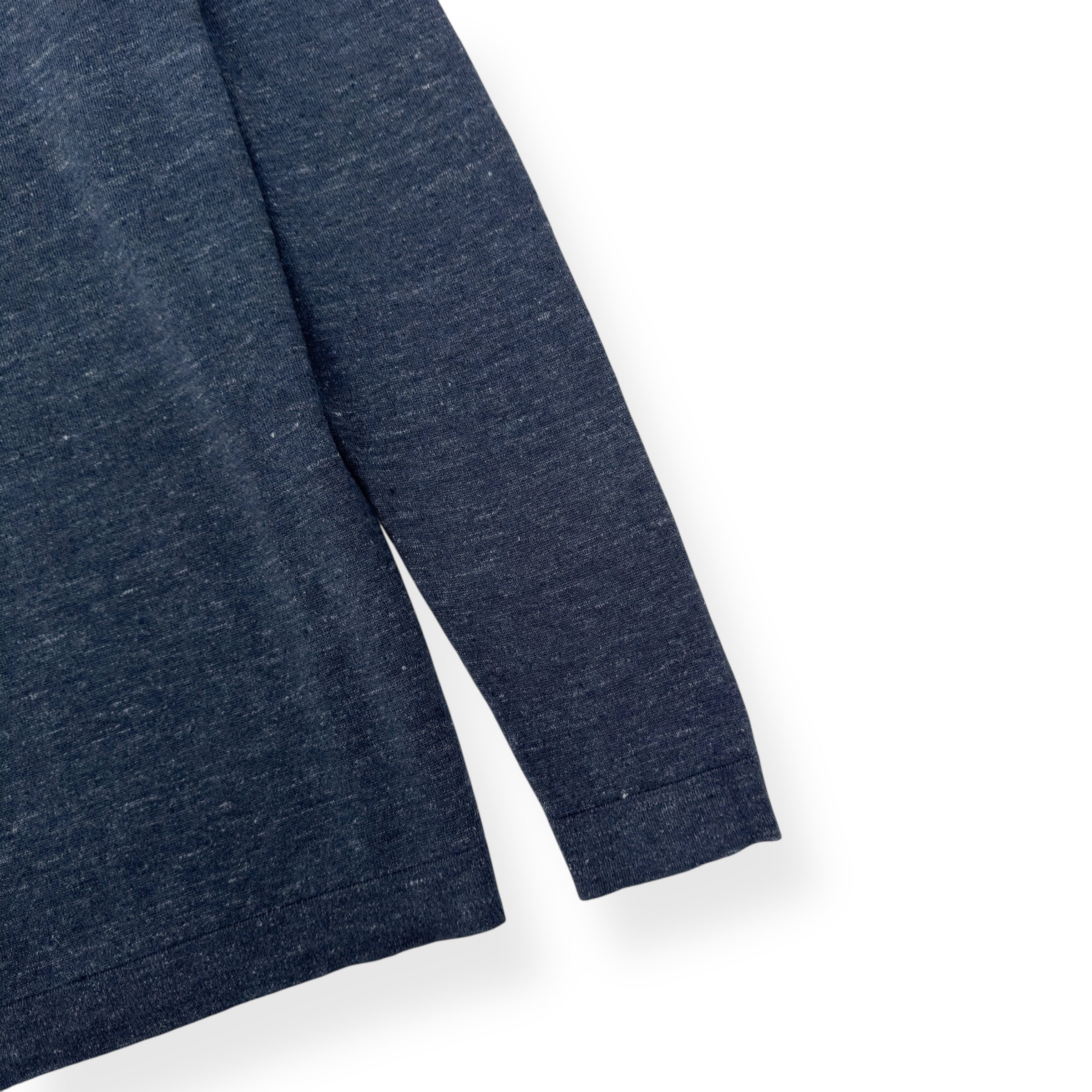 THOM SWEENEY SS23 LONG SLEEVE LINEN HENLEY TOP NAVY L